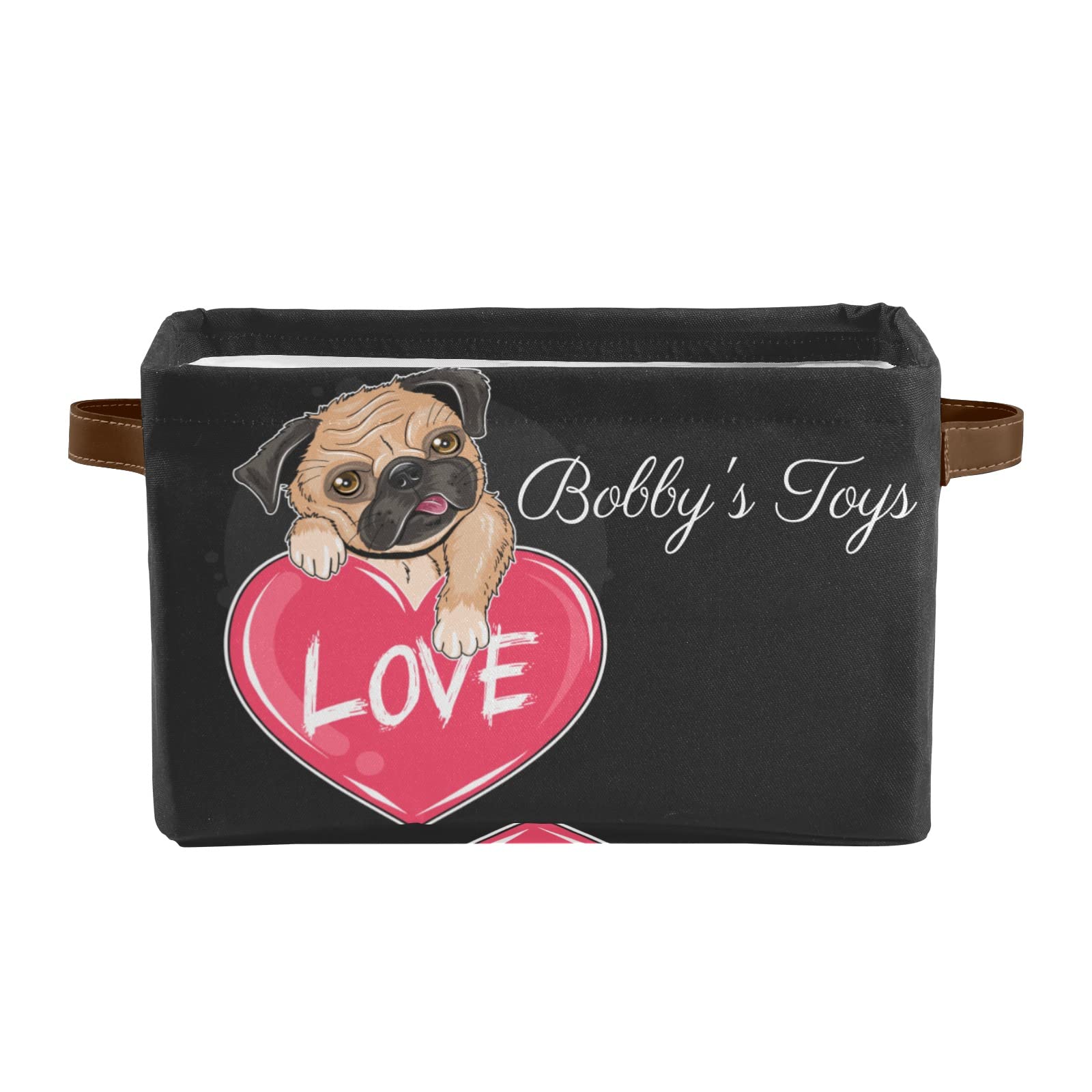 Personalized Pug Dog Collapsible Storage Bin with Name - Custom Closet Organizer for Clothes, Pet Toys & Nursery Items | Perfect for Dog Lovers & Home Organization