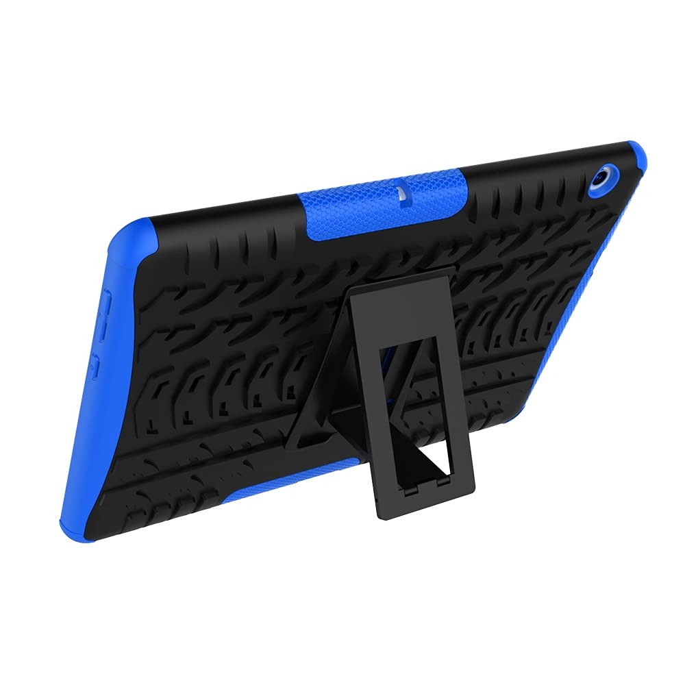 Huawei MediaPad T3 10 Inch Shockproof Tablet Case - Durable TPU+PC Protective Cover with Folding Stand Handle | Tire Texture Design | Dark Blue | Perfect for Work, Travel & Home Entertainment