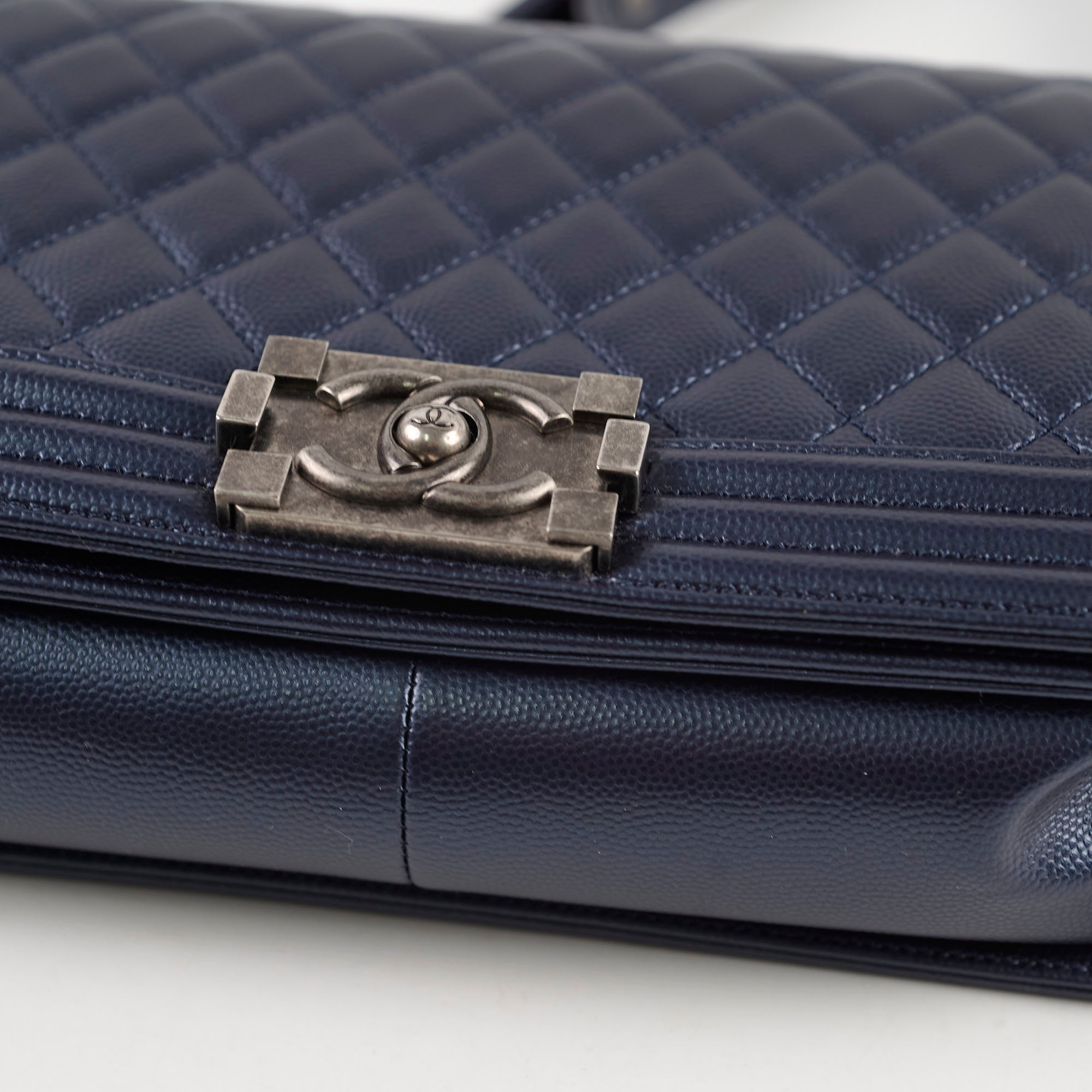 Chanel Old Medium Caviar Boy Bag in Metallic Blue - Luxury Crossbody Shoulder Bag for Women | Perfect for Date Night, Parties & Special Occasions