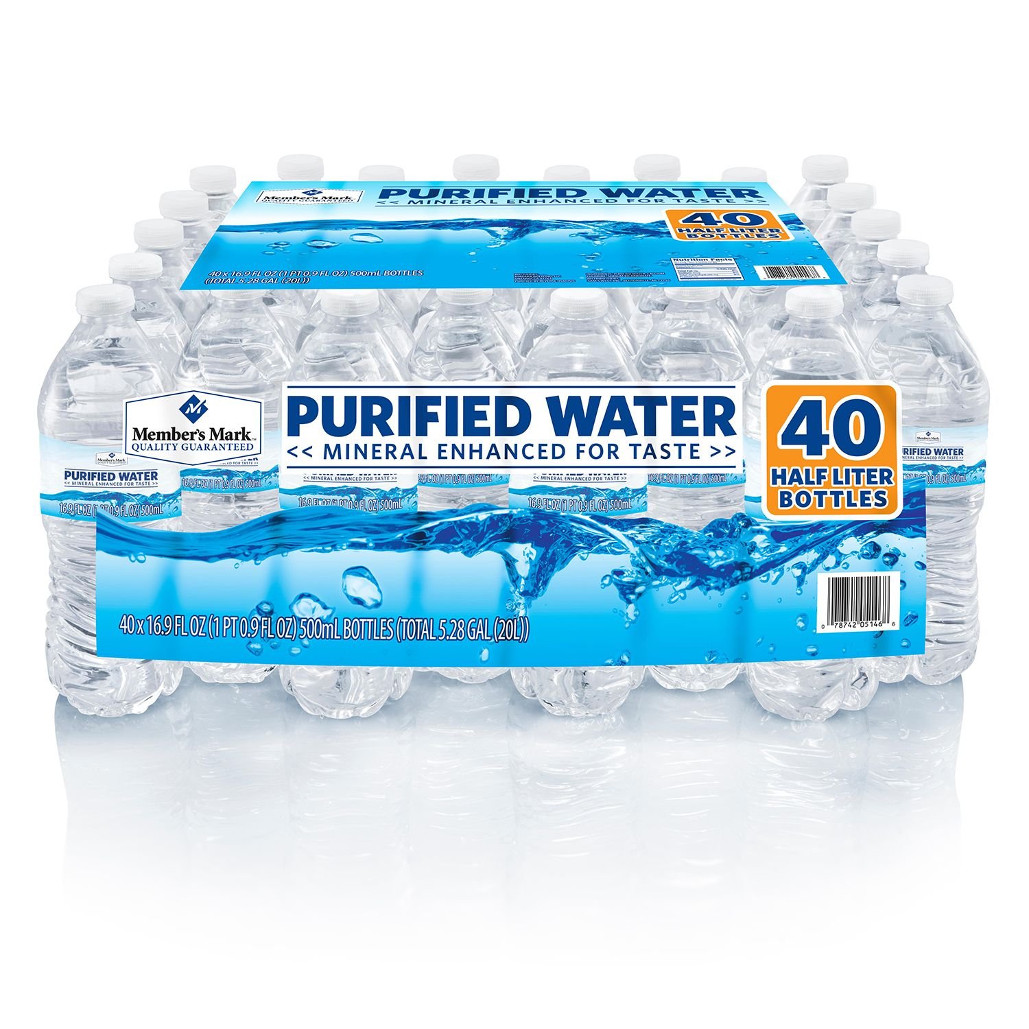 Member's Mark Purified Bottled Water - 40 Pack (16.9 oz Bottles) x 2 | Great for Home, Office & Emergency Supplies | BPA-Free, Hydration On-The-Go