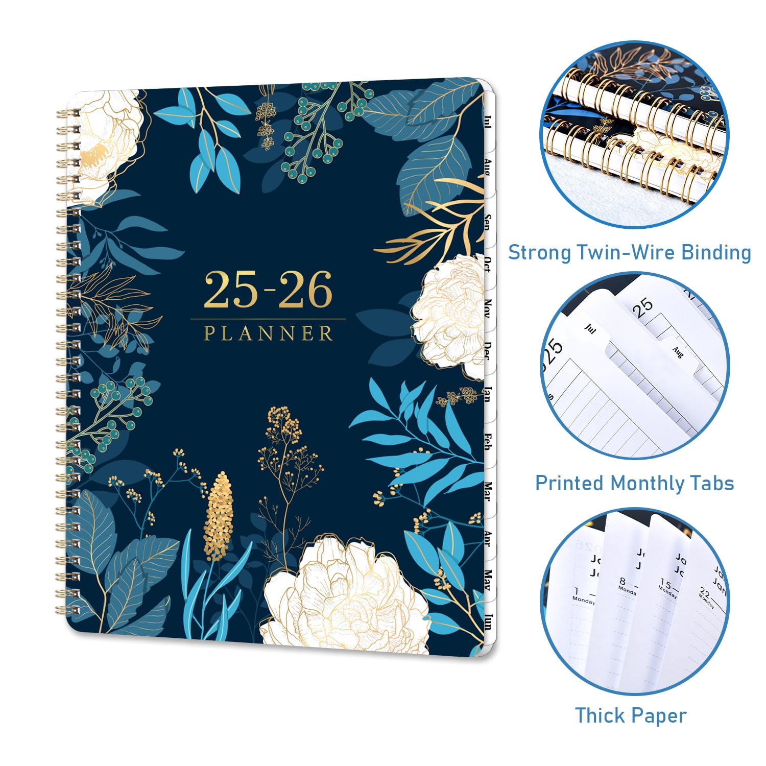 2025-2026 Academic Planner - July 2025 to June 2026 Monthly Organizer with Twin-Wire Binding, Thick Paper & Check Boxes | 8