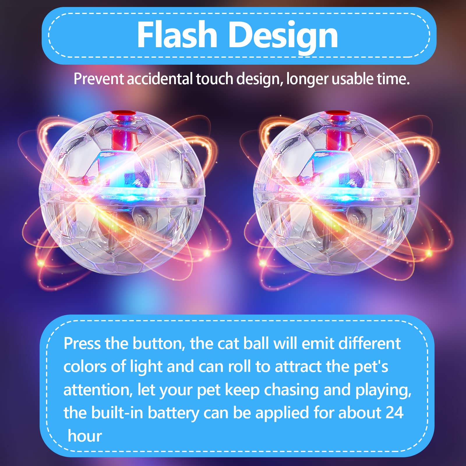 6-Piece Ghost Hunting Cat Ball Toy with Motion-Activated LED Light - Interactive Pet Balls for Dogs & Cats - Glowing Mini Running Exercise Supplies for Small Animals - Perfect for Indoor Play & Nighttime Entertainment