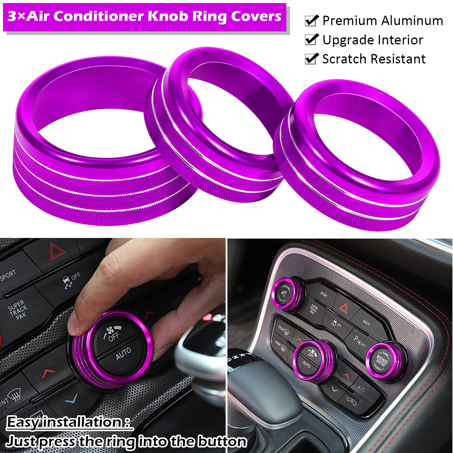 20PCS Full Set Interior Accessories Trim Kit for Dodge Charger 2015-2024 | Headlight, Window, Gear Shift & AC Vent Covers | Custom Car Interior Upgrade | Perfect for Car Enthusiasts & DIY Modifications (Purple)