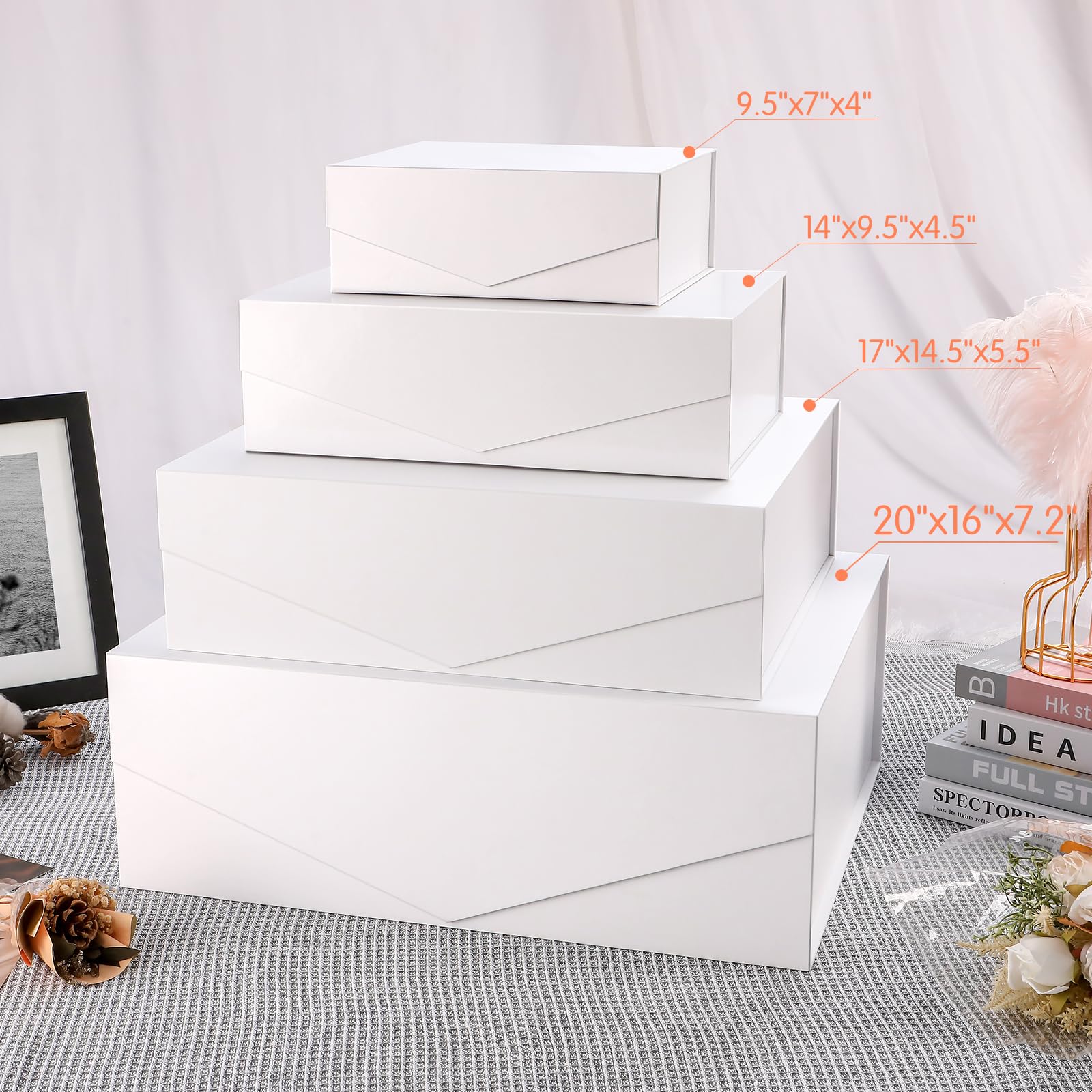 19.2x15.8x7 Inches Extra Large White Gift Box with Magnetic Closure Lid - Matte White Bridesmaid Proposal Box for Clothes, Jewelry & Large Gifts - Perfect for Weddings, Birthdays & Special Occasions