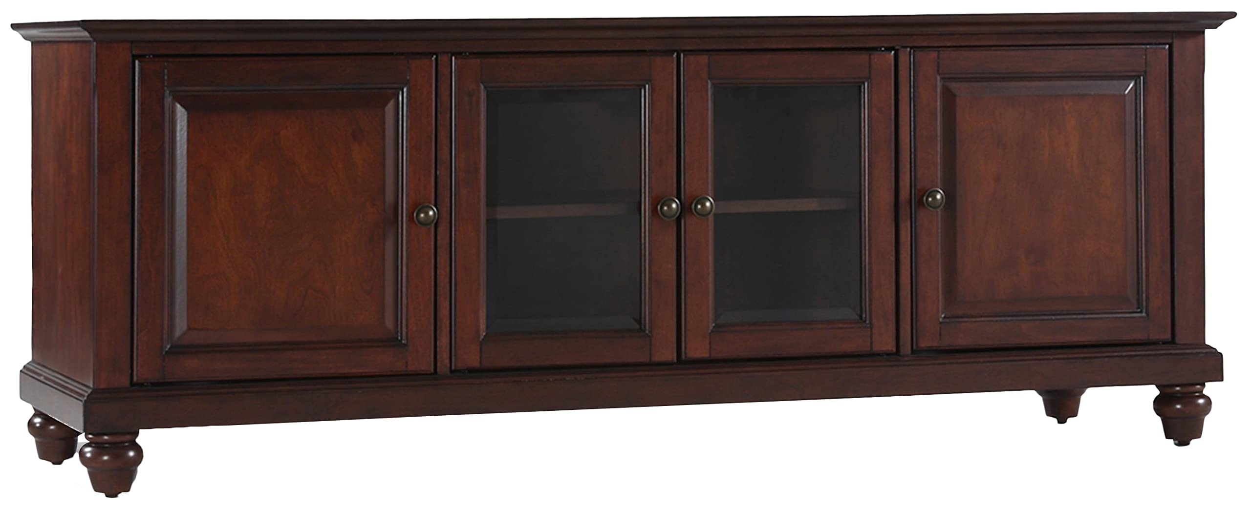 Crosley Furniture Cambridge 60-inch Low-Profile TV Stand - Vintage Mahogany Finish, Modern Entertainment Center for Living Room, Bedroom & Home Theater