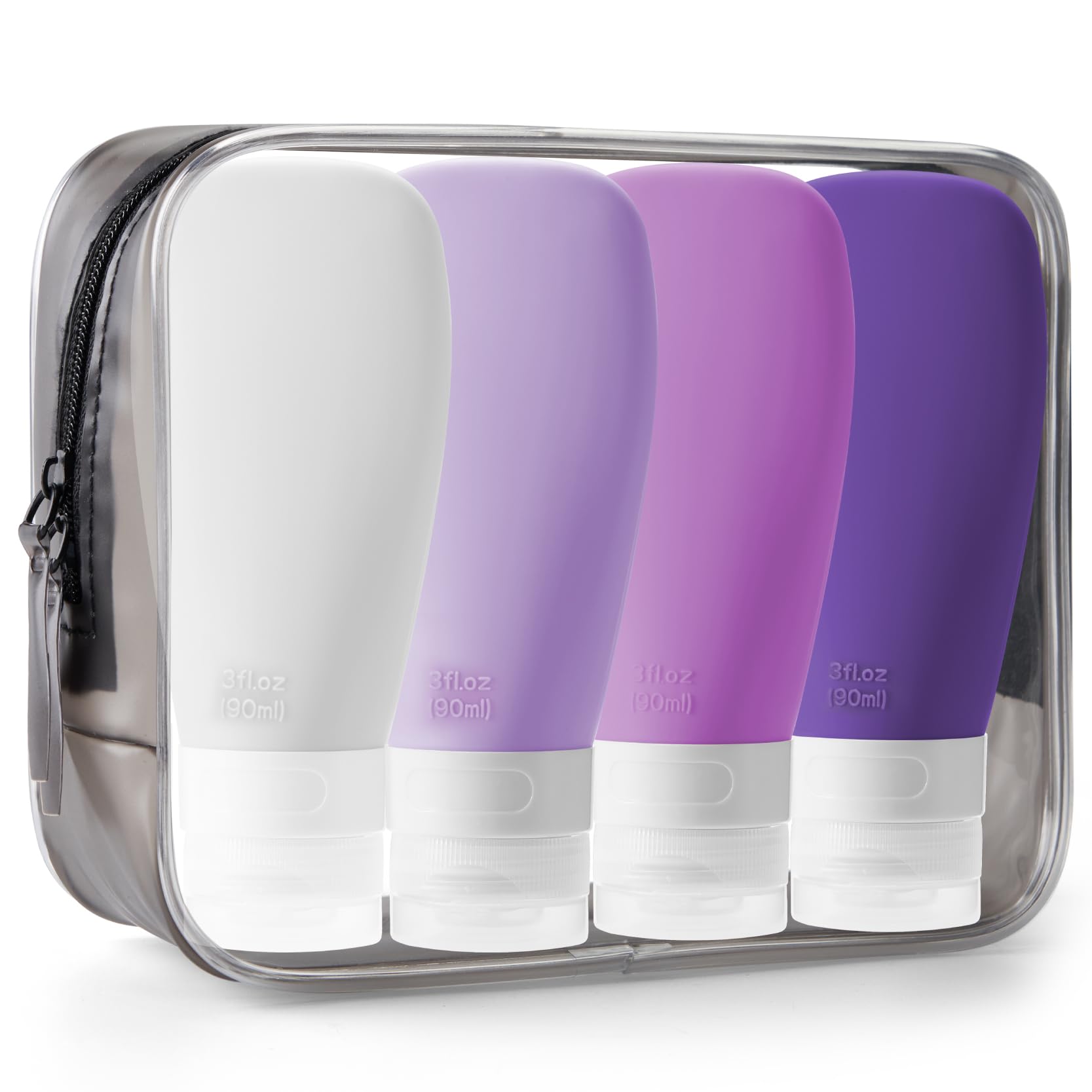 INSFIT 4-Pack TSA Approved Leak Proof Travel Bottles - BPA Free Refillable Toiletry Containers for Shampoo, Body Wash & Liquids | Portable Travel Accessories for Vacation, Gym & Airplane Carry-On