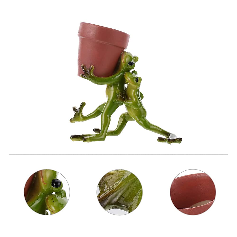 Ceramic Succulent Planter Pots with Frog Statues - Mini Flower Plant Pots for Garden, Kitchen, Windowsill, Office & Party Decor - Cute Animal Shaped Ceramic Basin for Indoor/Outdoor Plants