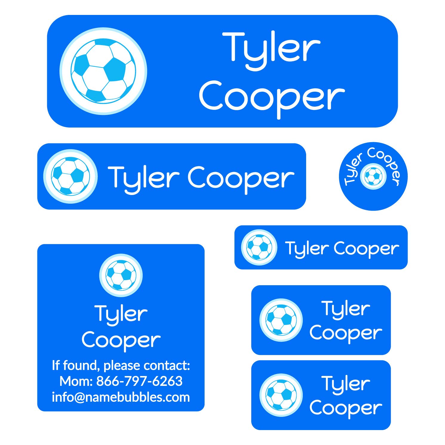 Custom Name Labels for School - Personalized Waterproof Name Stickers (95 Labels, 6 Sizes) | Daycare, School Supplies, Water Bottles, Lunch Boxes, Shoes & Clothing Tags | Perfect for Organizing Kids' Belongings in School, Sports & Daily Activities (Soccerball Design)