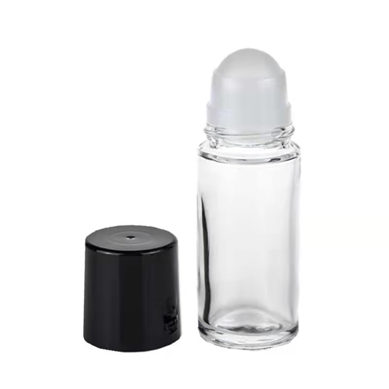 JJLFresheners 2-Pack 30ML Black & Clear Glass Essential Oil Roller Bottles - Refillable Roll-On Containers for Aromatherapy, DIY Blends, Perfumes & Travel Size Skincare - No Funnel Included