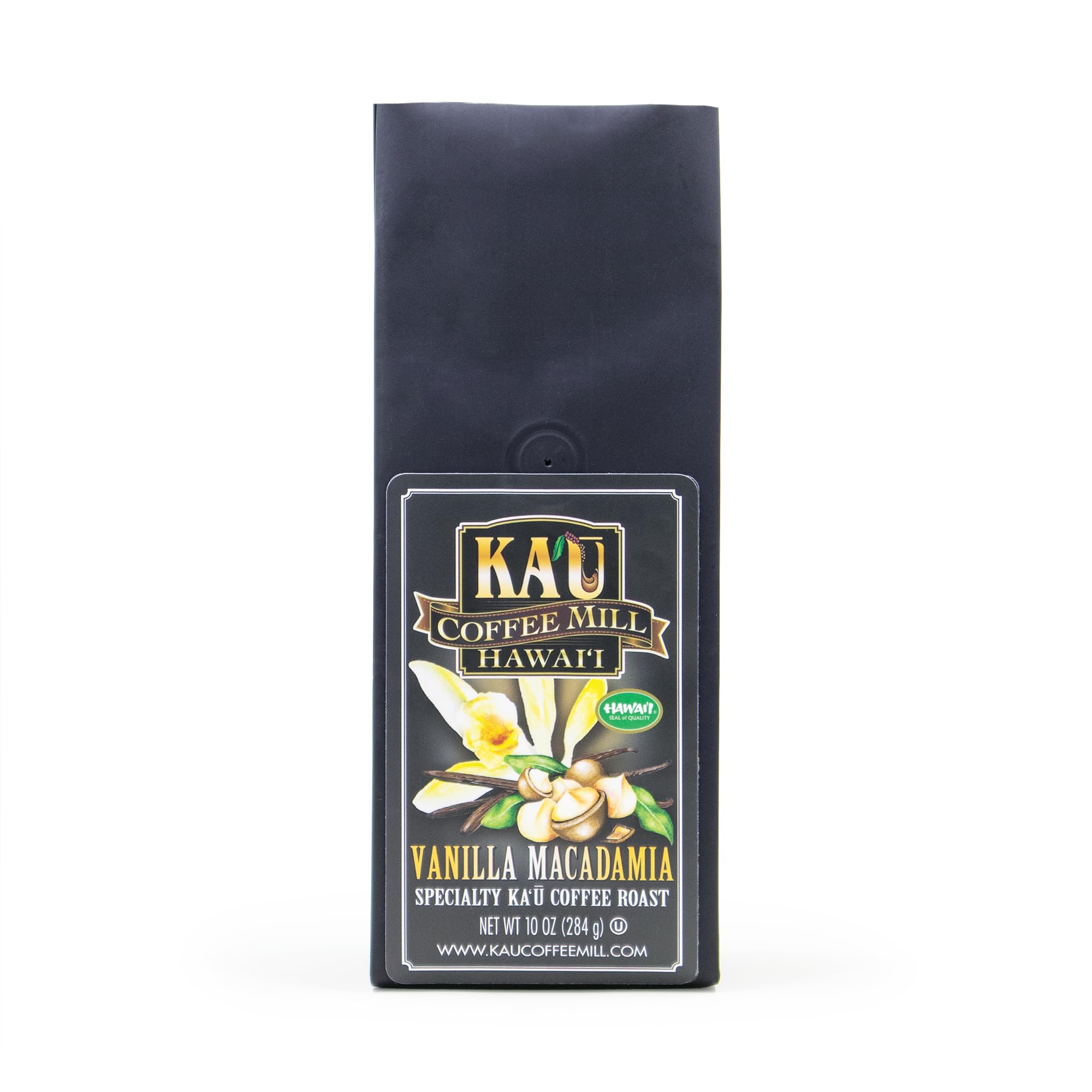 Hawaiian Vanilla Macadamia Coffee - Handcrafted Kau Arabica Beans - Gourmet Ground Coffee for Home Brewing