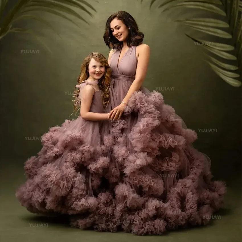 Puffy Tulle Mother Daughter Party Dresses - Elegant Matching Outfits for Special Occasions | Perfect for Weddings, Birthday Parties & Family Photos