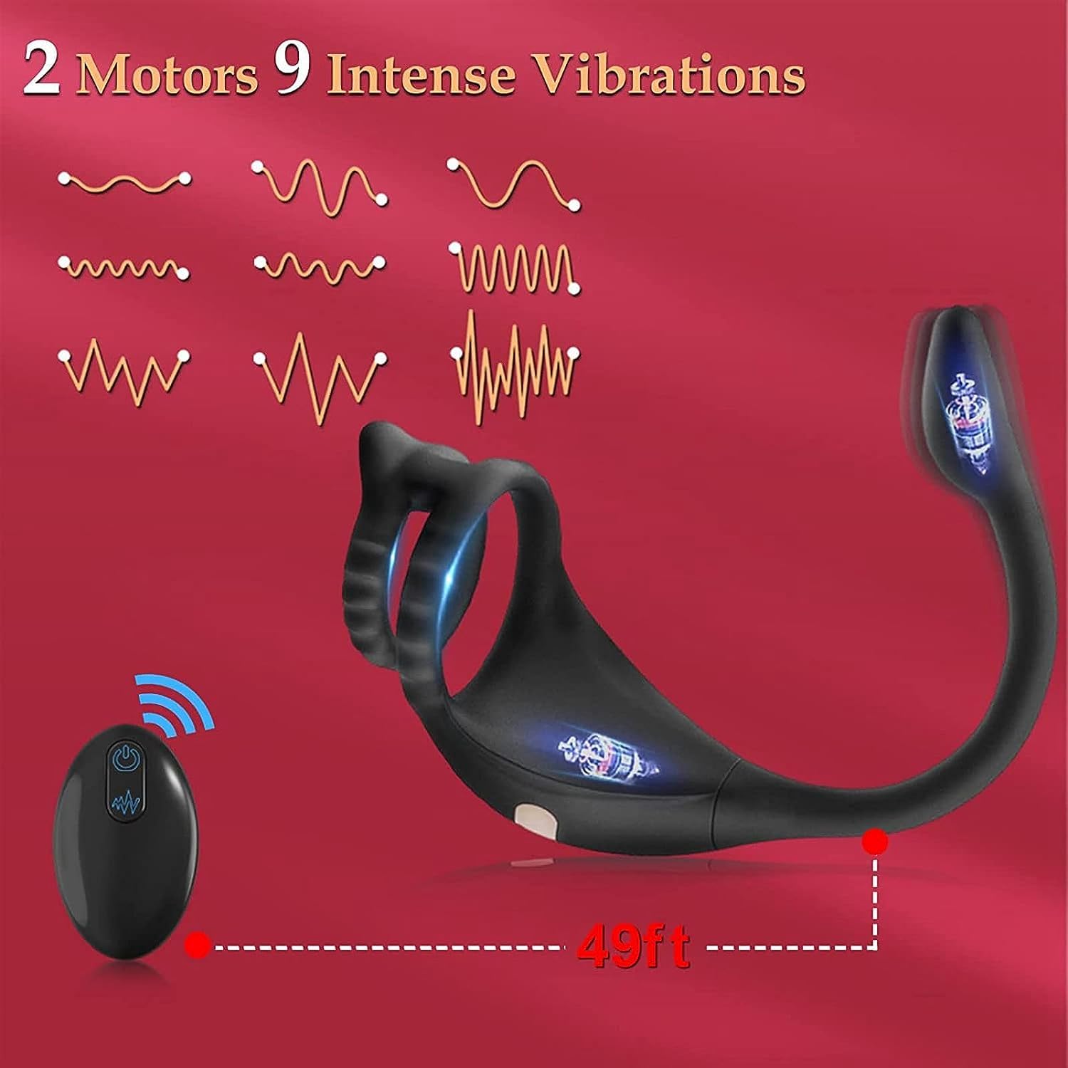 Feelip 3-in-1 Anal Plug Vibrating Cock Ring - Prostate Massager & Dildo with 9 Vibration Modes for Men - Adult Sex Toys for Couples Play, Solo Pleasure & BDSM Exploration