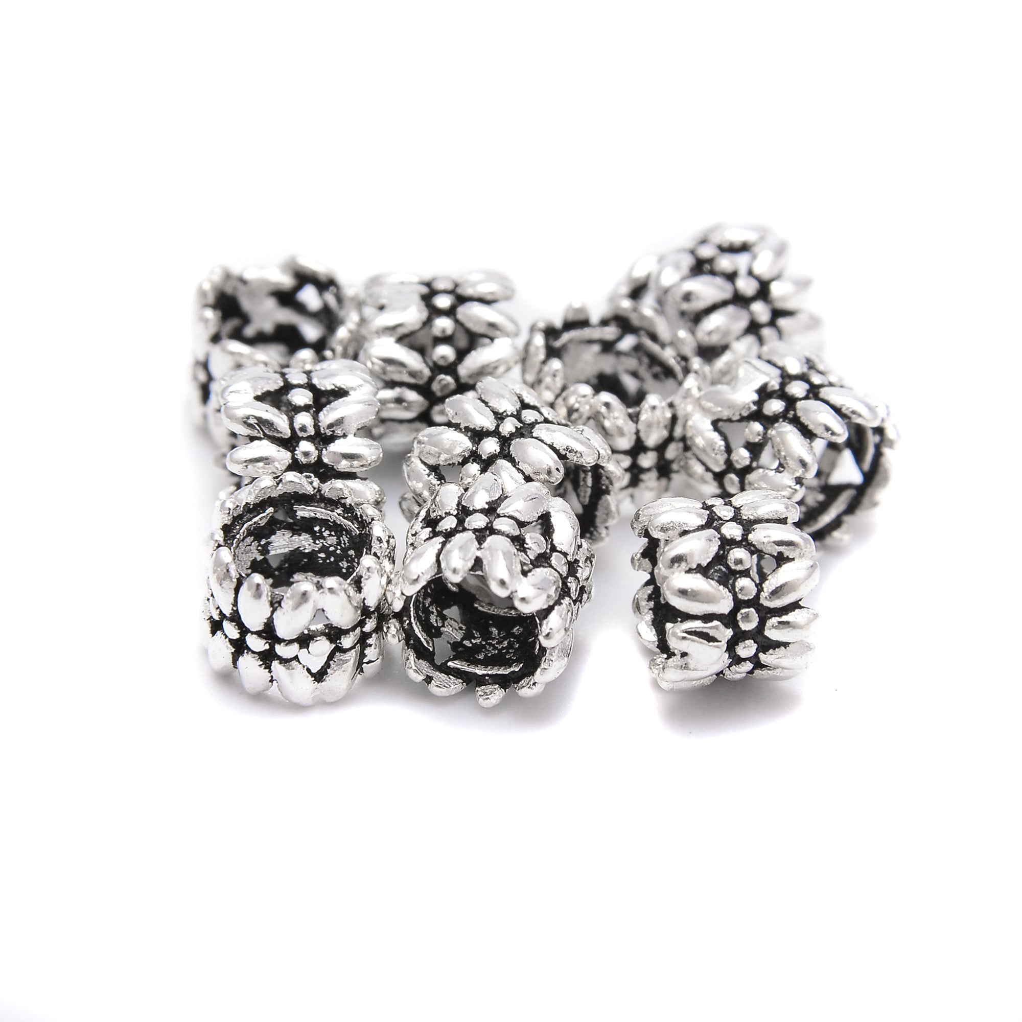 925 Sterling Silver Large Hole Beads 5x6mm - 6Pcs Per Bag for Jewelry Making, DIY Crafts & Bracelet Beading Projects