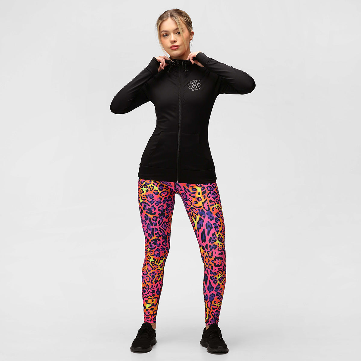 TKB Women's Stylish Jet Black Zip-Up Hoodie - Cozy & Trendy for Casual Wear, Gym, and Outdoor Activities