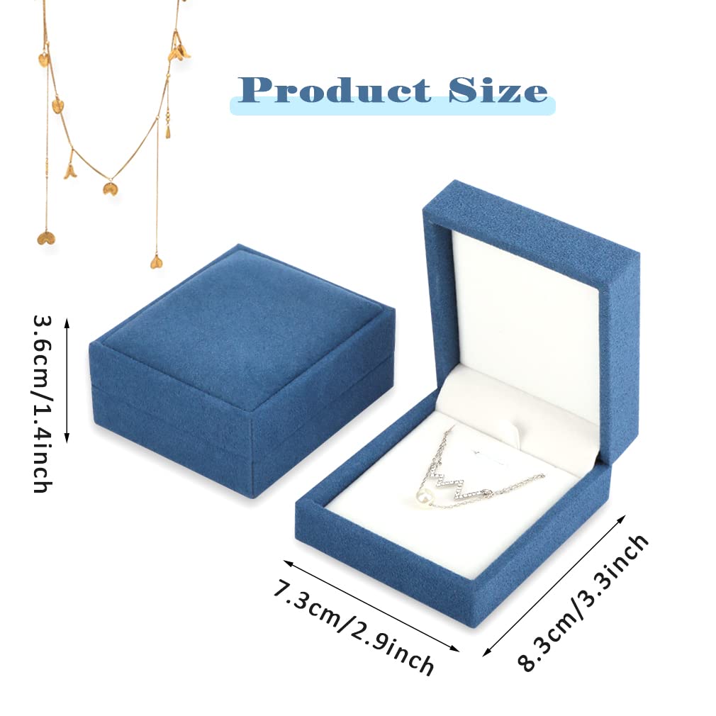 Premium Velvet Ring Box Set of 2 - Luxury Jewelry Gift Box for Engagement, Wedding, Christmas & Anniversary (Blue) - Perfect for Proposal, Bridal Shower & Romantic Gift Giving