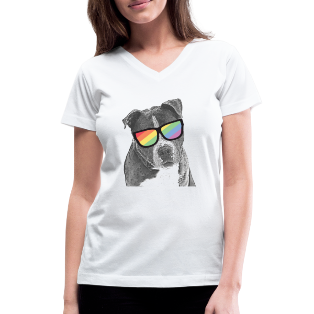 Pride Dog Contoured V-Neck T-Shirt for Small Dogs - Rainbow LGBTQ+ Pet Apparel for Pride Parades & Everyday Wear
