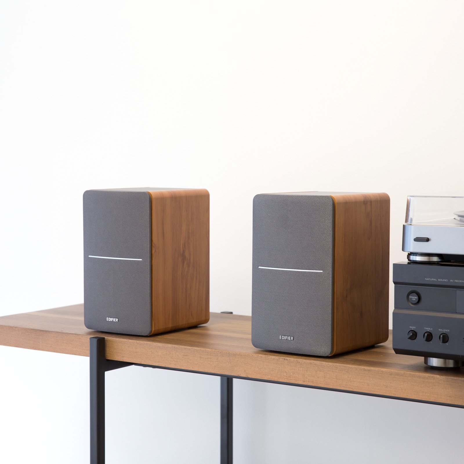 Edifier P12 Passive Bookshelf Speakers - 2-Way Hi-Fi Stereo Sound with Wall-Mount Brackets - Natural Wood Finish - Requires Amplifier - Perfect for Home Theater, Music Listening & Gaming Setup