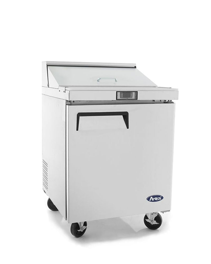 Atosa MSF8301 Commercial Single Door Sandwich Prep Refrigerator - Stainless Steel Worktop with Undercounter Storage for Delis, Cafes & Restaurants