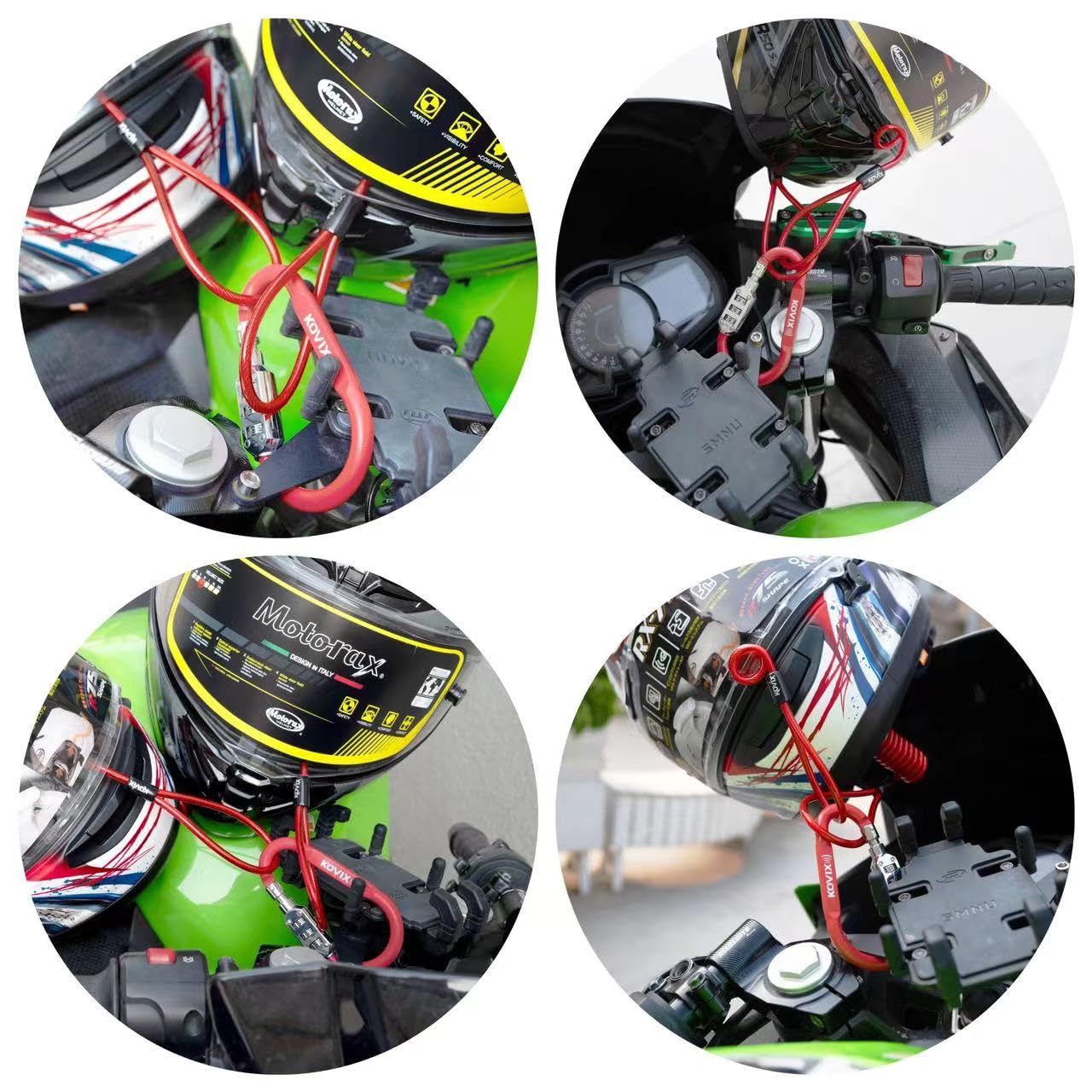 **Secure Motorcycle Helmet Lock with Cable & Combination - Anti-Theft Password Lock for Scooter, Street Bike, Helmet, Jacket & Luggage (Red) - Ideal for Parking, Travel & Outdoor Adventures**