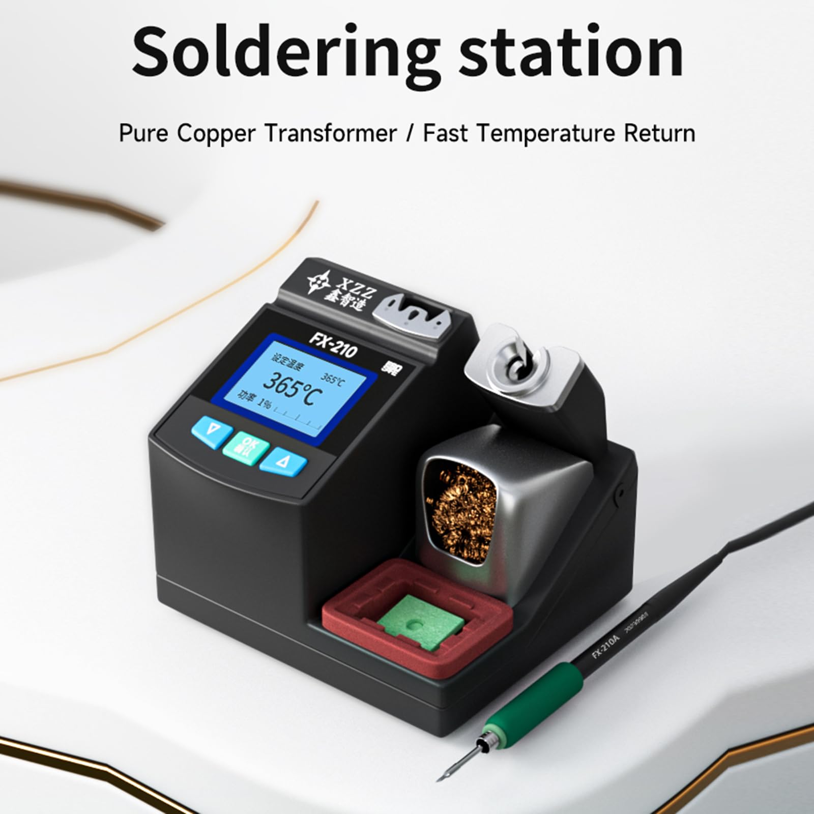 FX-210 Lead-Free Soldering Station Kit with Intelligent Temperature Control & 2S Fast Heating - 110V for Phone PCB Repair, Electronics DIY & Home Appliance Maintenance