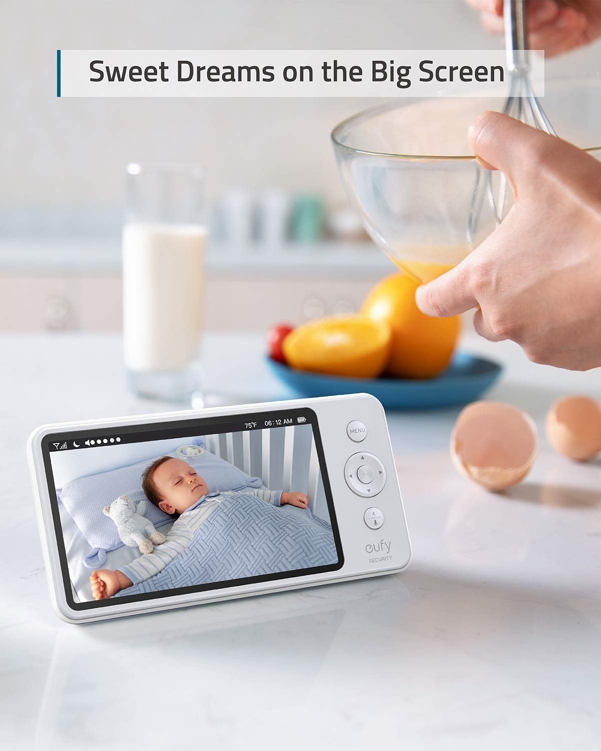eufy Security 720P HD Video Baby Monitor with Night Vision & 2-Way Audio - Perfect for Nursery, Daycare & Home Security
