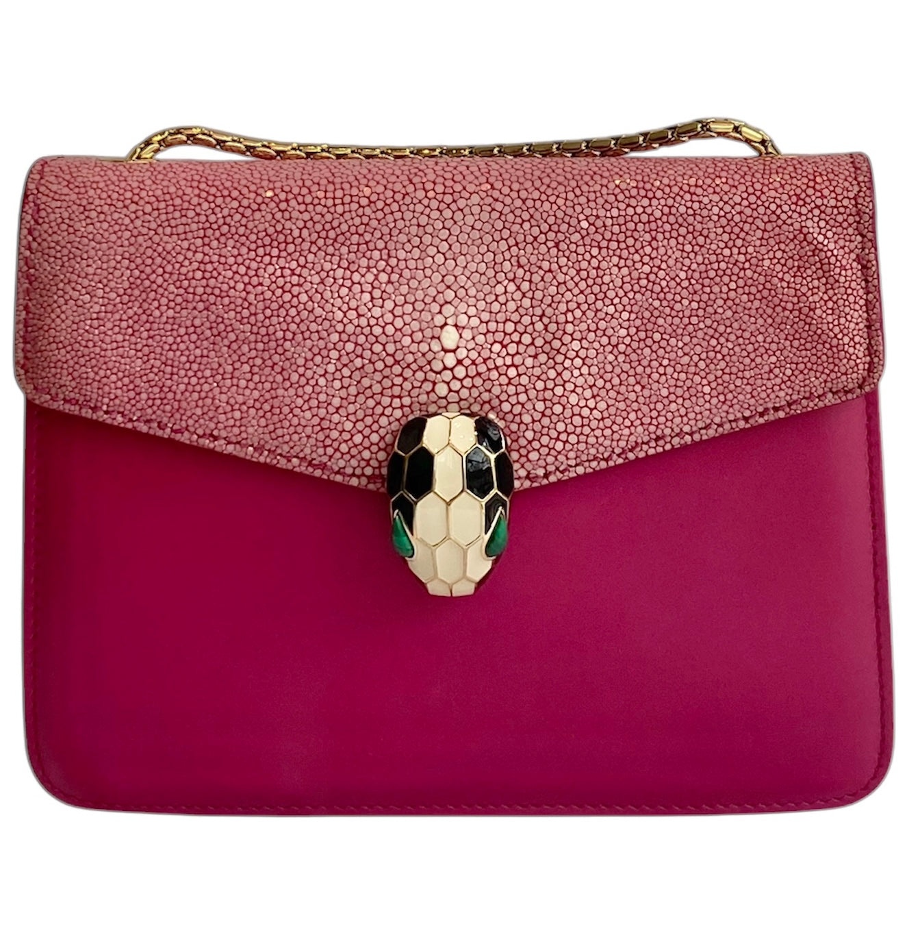 Bvlgari Serpenti Small Pink Stingray Crossbody Flap Bag - Elegant Luxury Handbag for Women, Perfect for Parties, Date Nights & Special Occasions