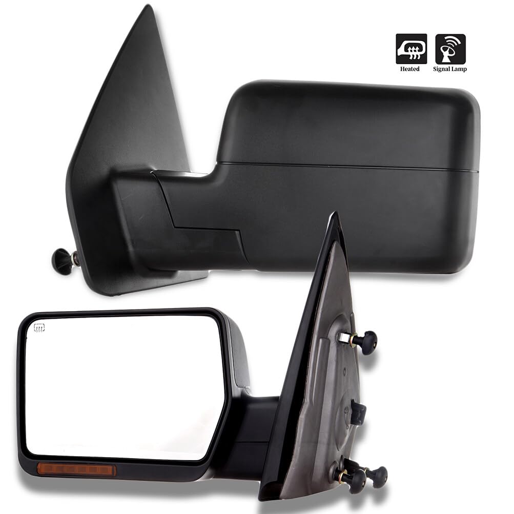 ECCPP Power Heated Towing Mirrors for 2004-2006 Ford F150 Pickup Truck - Black Housing with Turn Signal & Adjustable Left & Right Side Pair - Perfect for Heavy Loads & Winter Driving