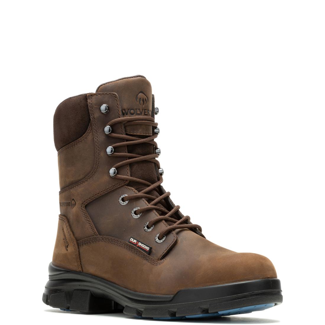 DuraShocks® SR Icon 8 Soft Toe Work Boots for Men - Dark Brown Safety Shoes for Construction, Warehouse & Outdoor Work