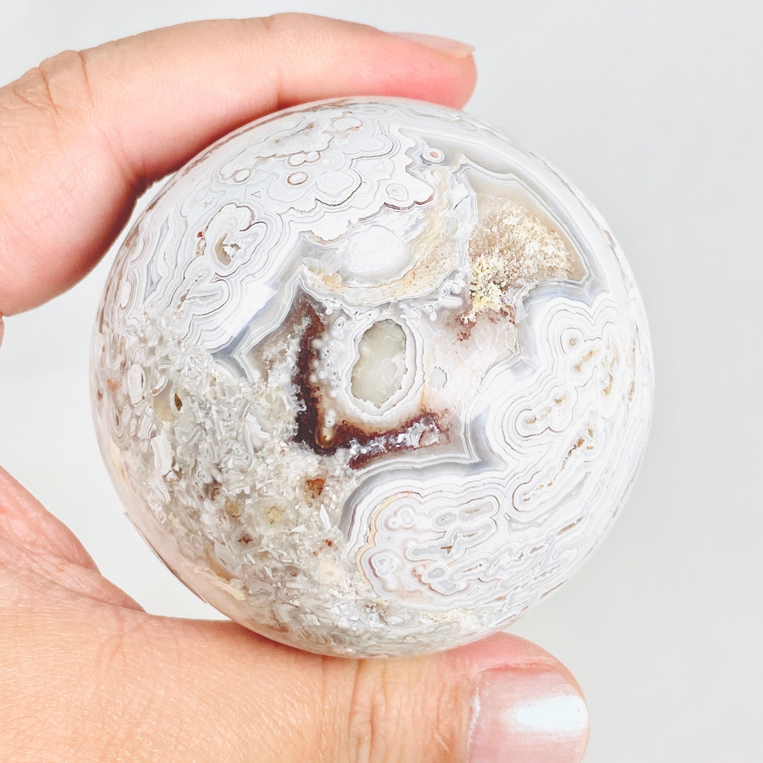 Natural Mexican Crazy Lace Agate Sphere - Handcrafted Stone Decor MAS 05 - Perfect for Home Decor, Meditation & Crystal Healing Collection