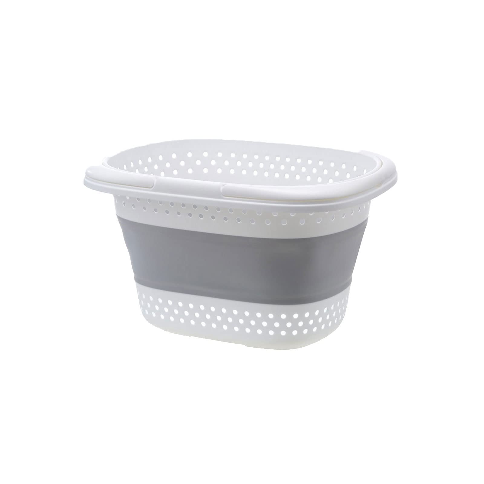 DIWANG Foldable Laundry Basket with Handle - Wall Mounted Mesh Storage Organizer for Bathroom, Closet & Dorm - Light Grey - Perfect for Clothes, Toys & Household Items Storage