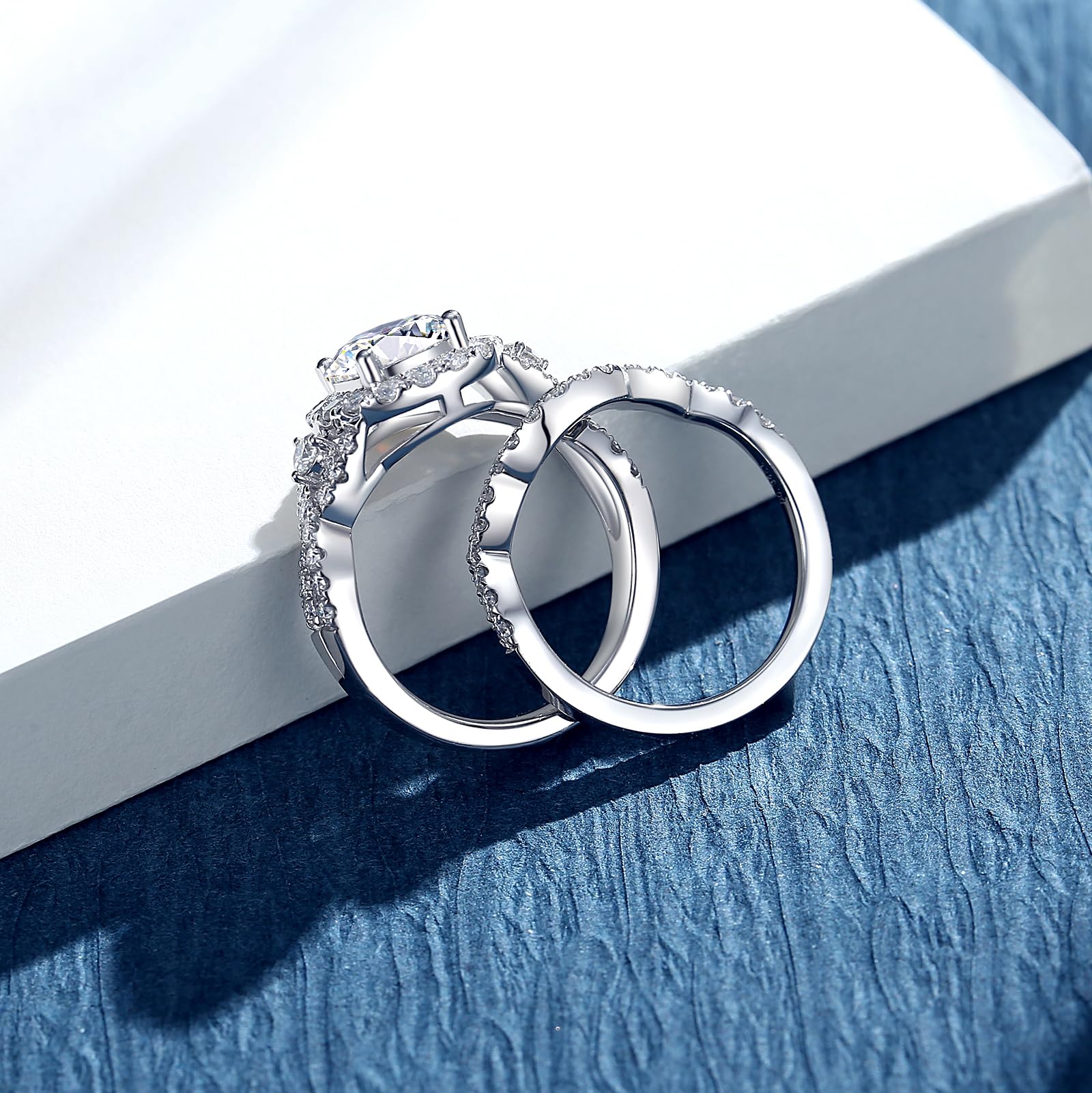 Moissanite Rings for Women - D Color VVS1 Round Cut S925 Sterling Silver Engagement Ring Set | Wedding, Anniversary, Valentine's Day Gift | Perfect for Bridal, Proposal & Special Occasions