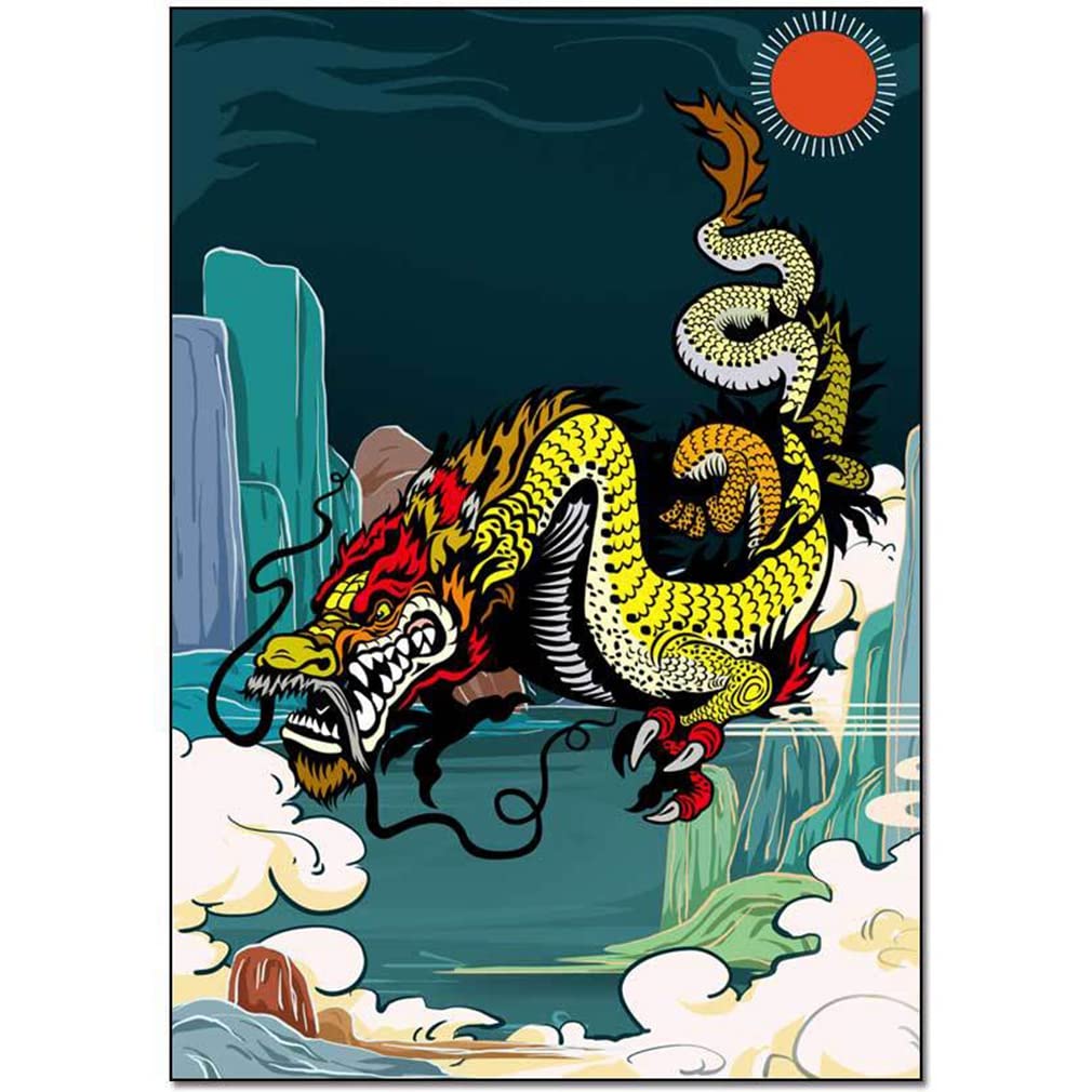 Modern Abstract Dragon Pattern Area Rug - Non-Slip Luxury Decor Carpet for Farmhouse, Bedroom, Living Room - Indoor/Outdoor Use in Kitchen, Bathroom, Courtyard - 3'x8' Green Runner Mat for Home & Office Decor