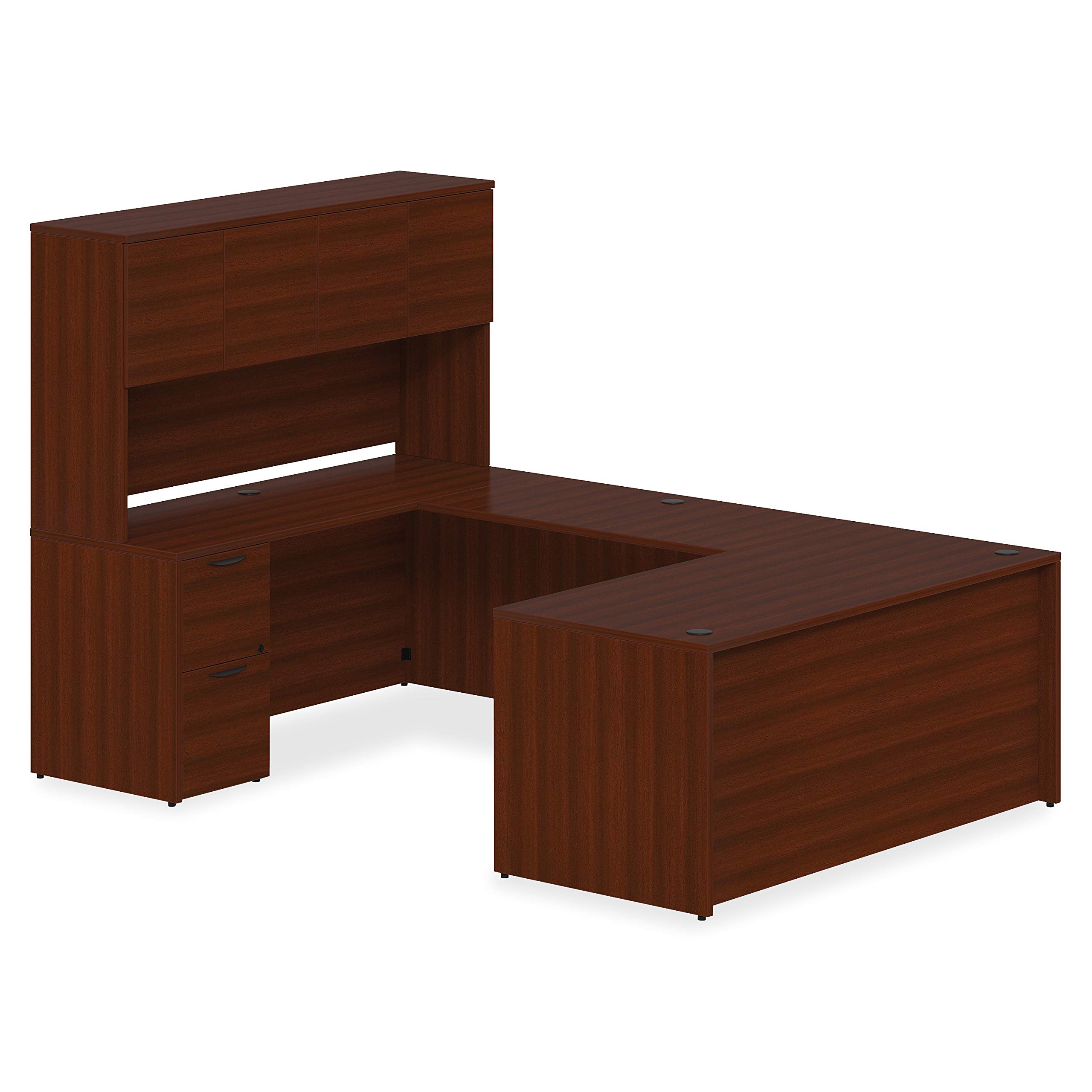 Lorell Prominence 2.0 Mahogany Laminate Right-Pedestal Desk with File Drawer - Home Office & Business Workspace Solution