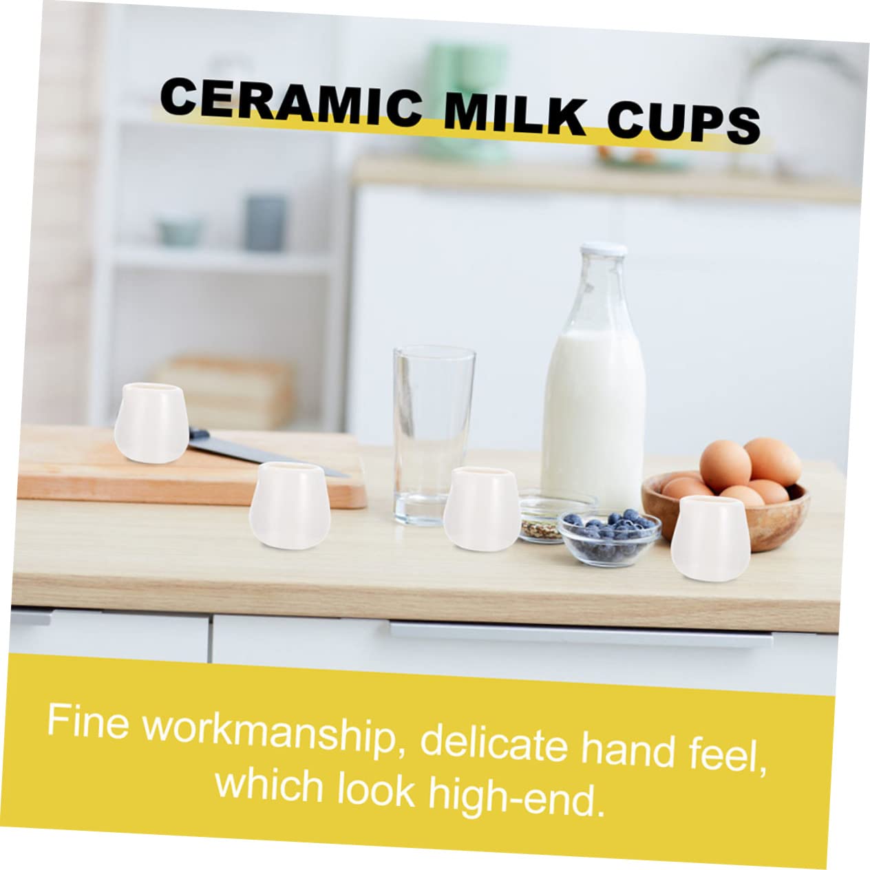 Hemoton 2-Pack Ceramic Milk and Sauce Storage Containers - 16oz Kitchen Pitchers for Coffee, Sugar, Honey - Durable Ceramic Jugs with Lid - Perfect for Coffee Shops, Restaurants, and Home Kitchens