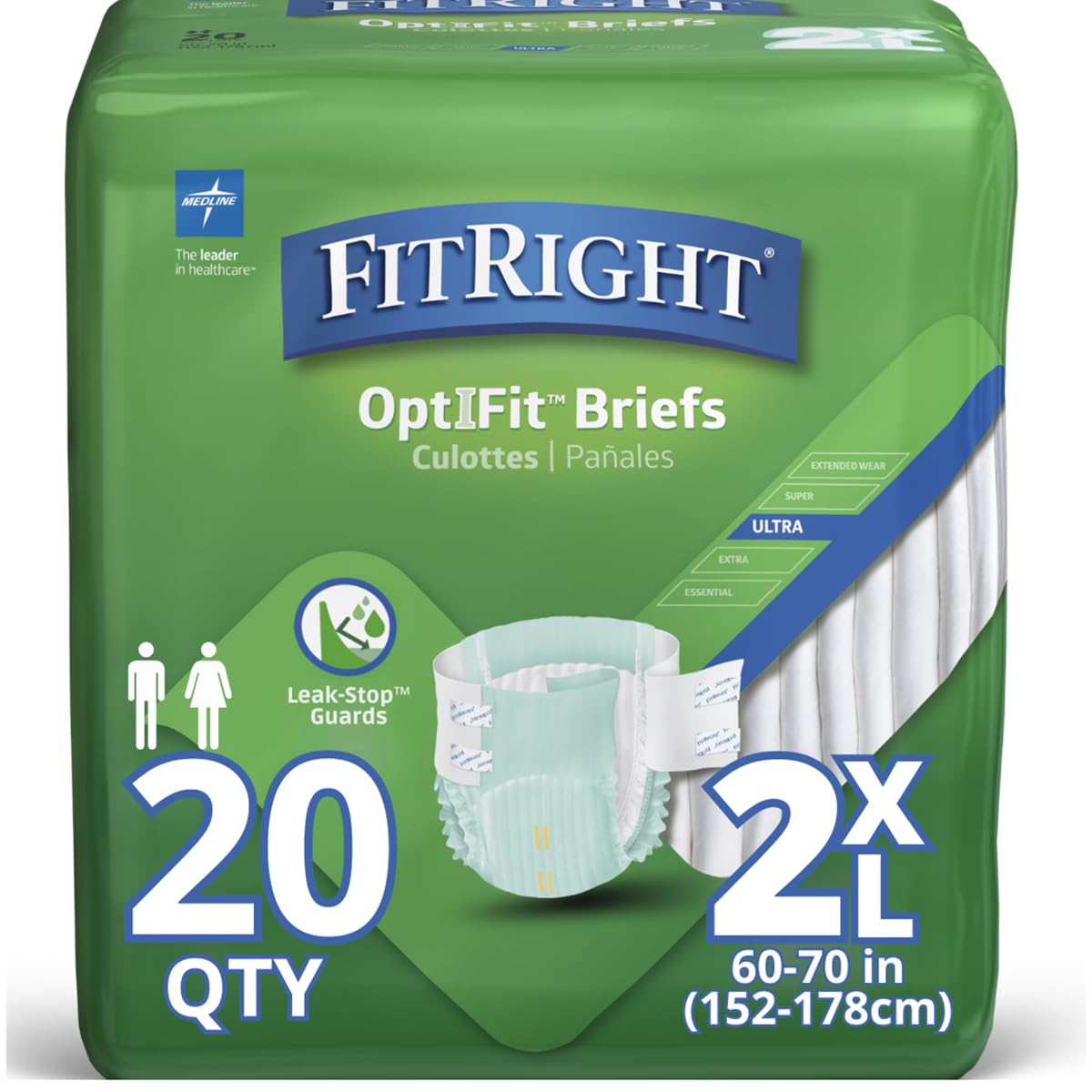 Premium Ultra Adult Diapers - Heavy Absorbency Disposable Incontinence Briefs with Tabs (XX-Large 60