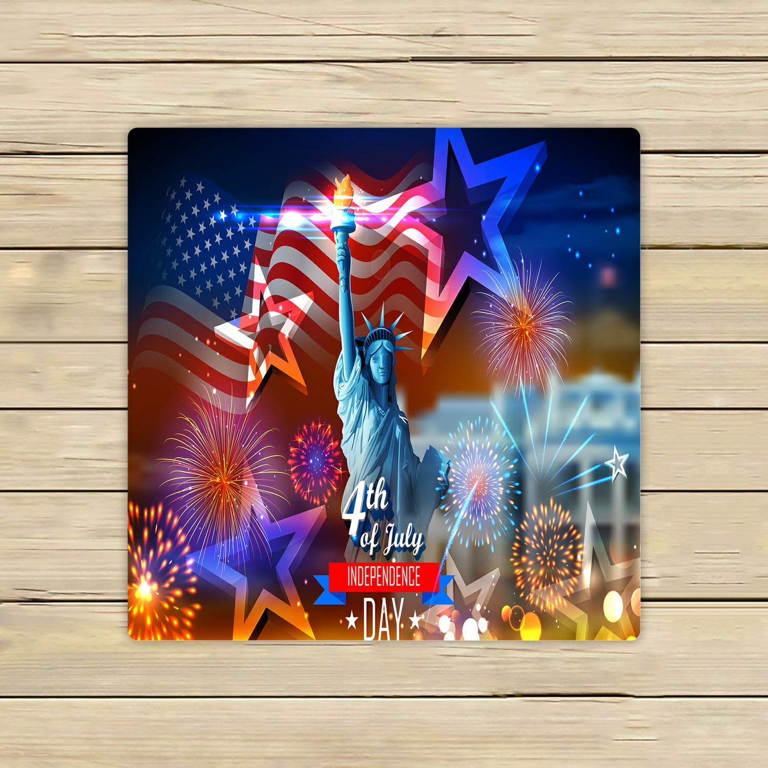 Statue of Liberty & American Flag Beach Towel - 13x13 Inch Patriotic Bath Towel for 4th of July, Independence Day, Pool, Beach, Travel & Outdoor Activities
