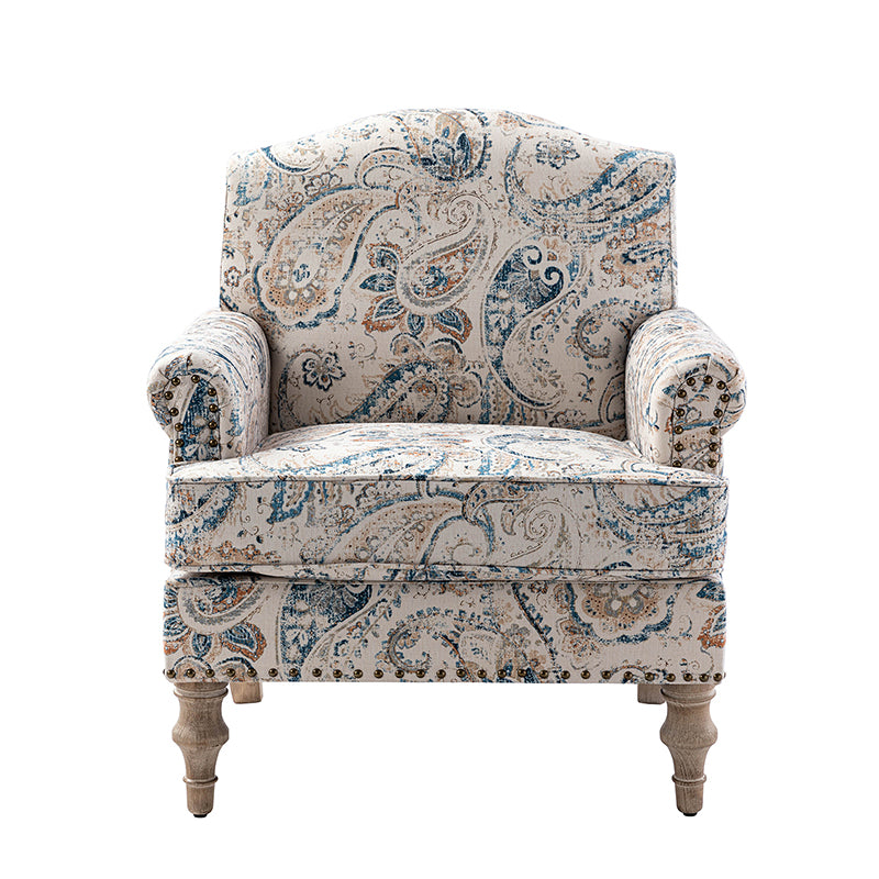 Raphael Farmhouse Armchair with Wooden Legs - Sturdy Frame Accent Chair for Living Room, Bedroom & Office (Multiple Styles Available)