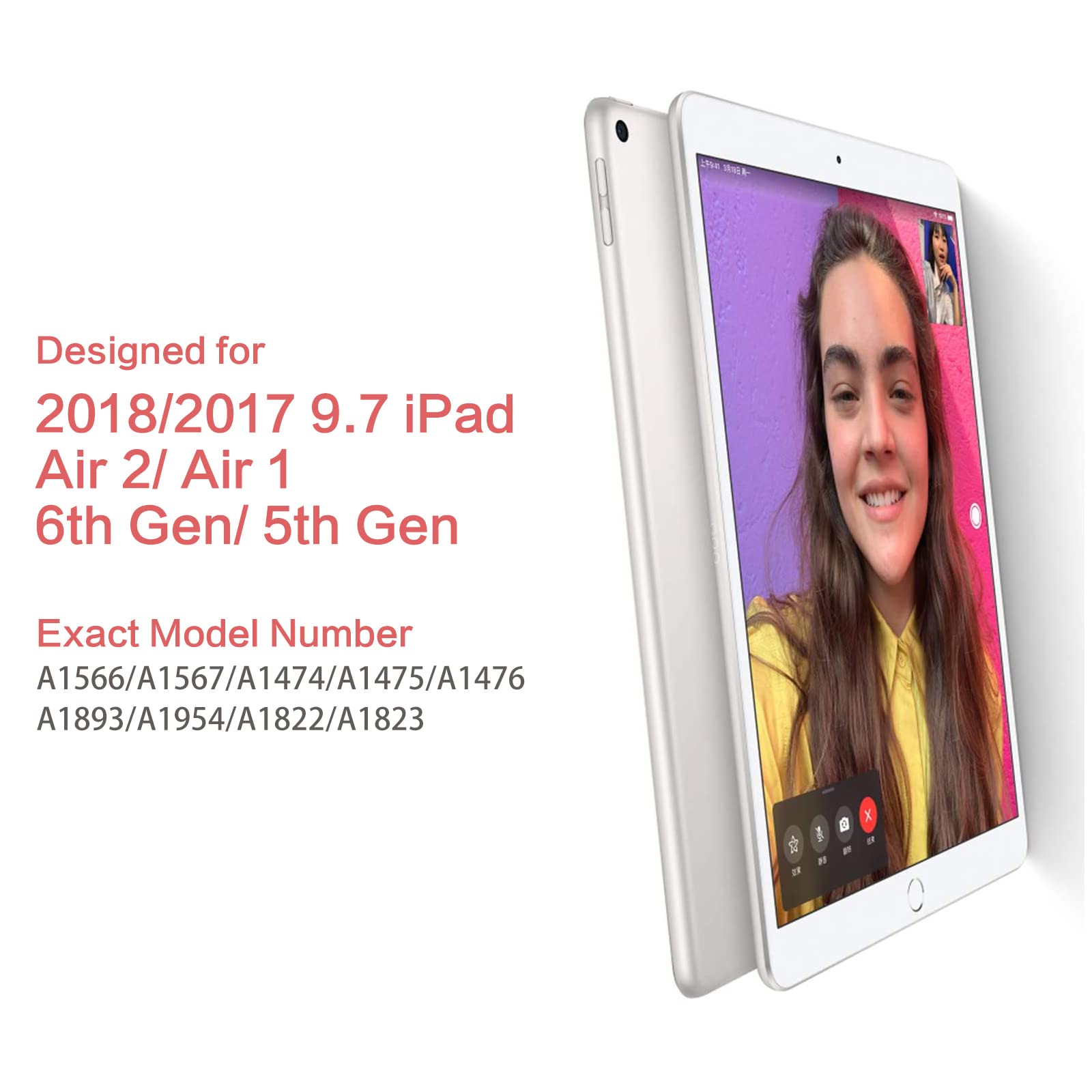 Premium Leather Folio Case for iPad Air 2/1 & iPad 6th/5th Gen 9.7