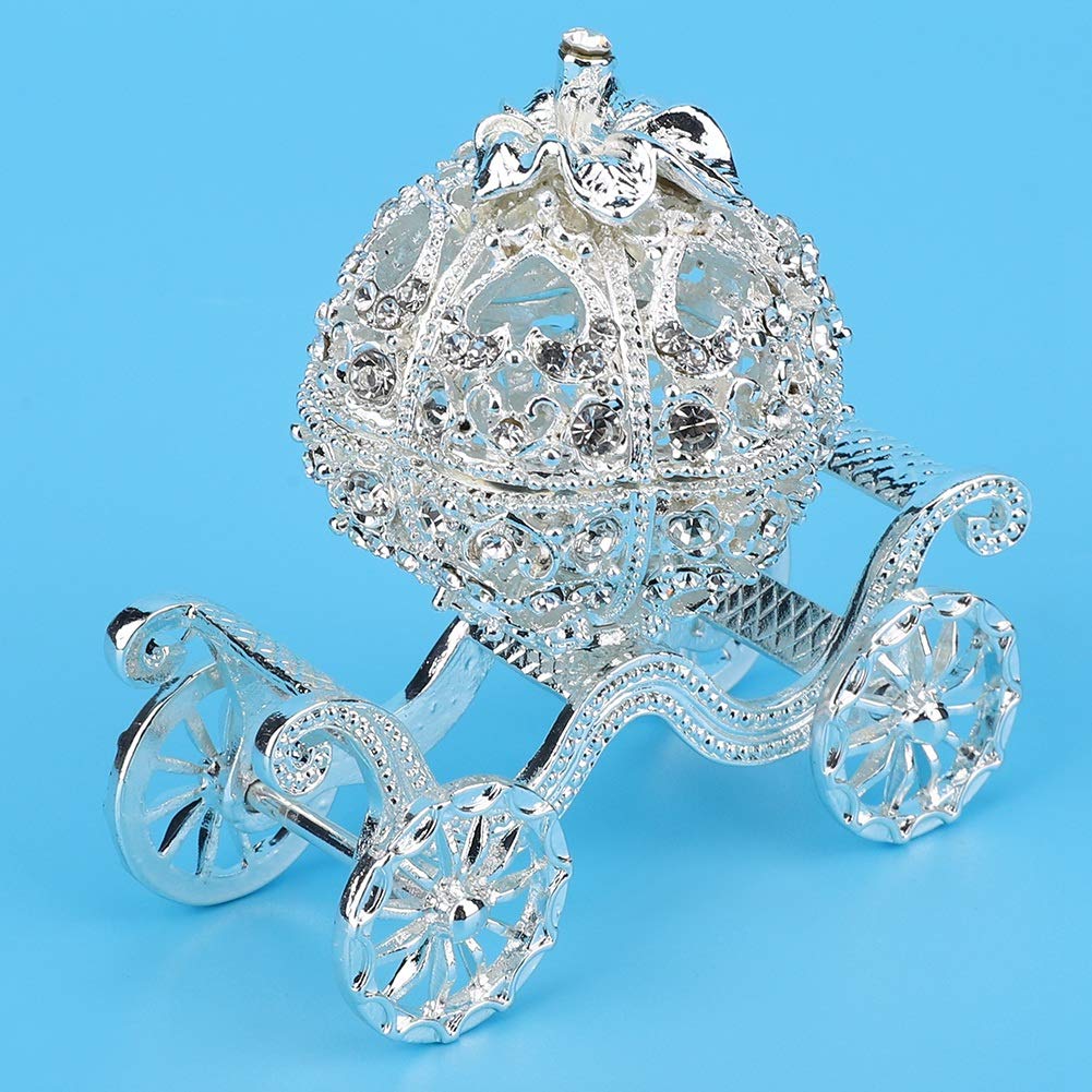 Sparkling Rhinestone Crystal Pumpkin Carriage Jewelry Box - Elegant Trinket Storage, Gift & Collectible Display for Necklaces, Rings & Earrings - Perfect for Home Decor, Wedding Favors & Disney Princess Theme Parties