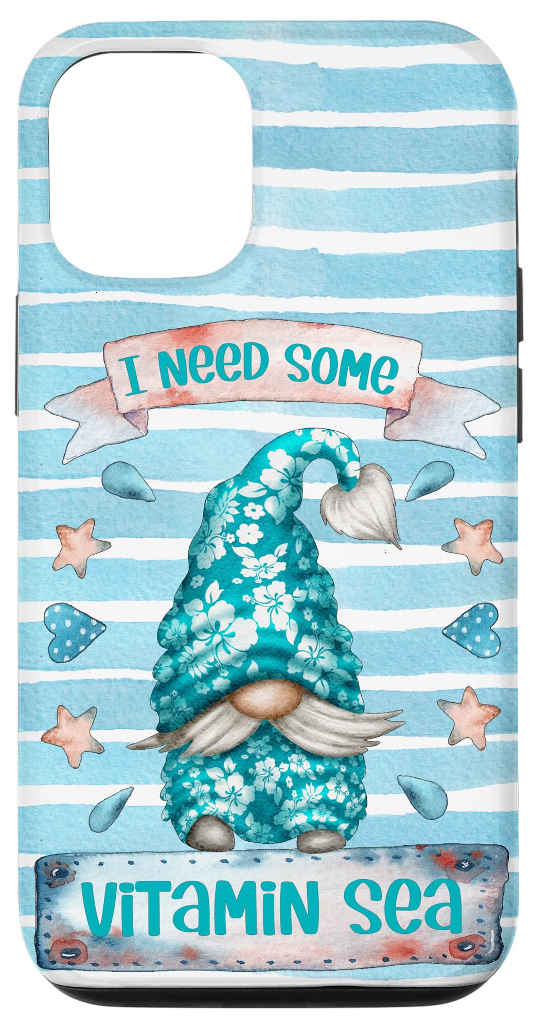 iPhone 12/12 Pro Cute Hawaii Gnome Hibiscus Flower Phone Case for Women - Summer Vitamin Design - Perfect for Beach Vacations, Pool Parties & Tropical Getaways