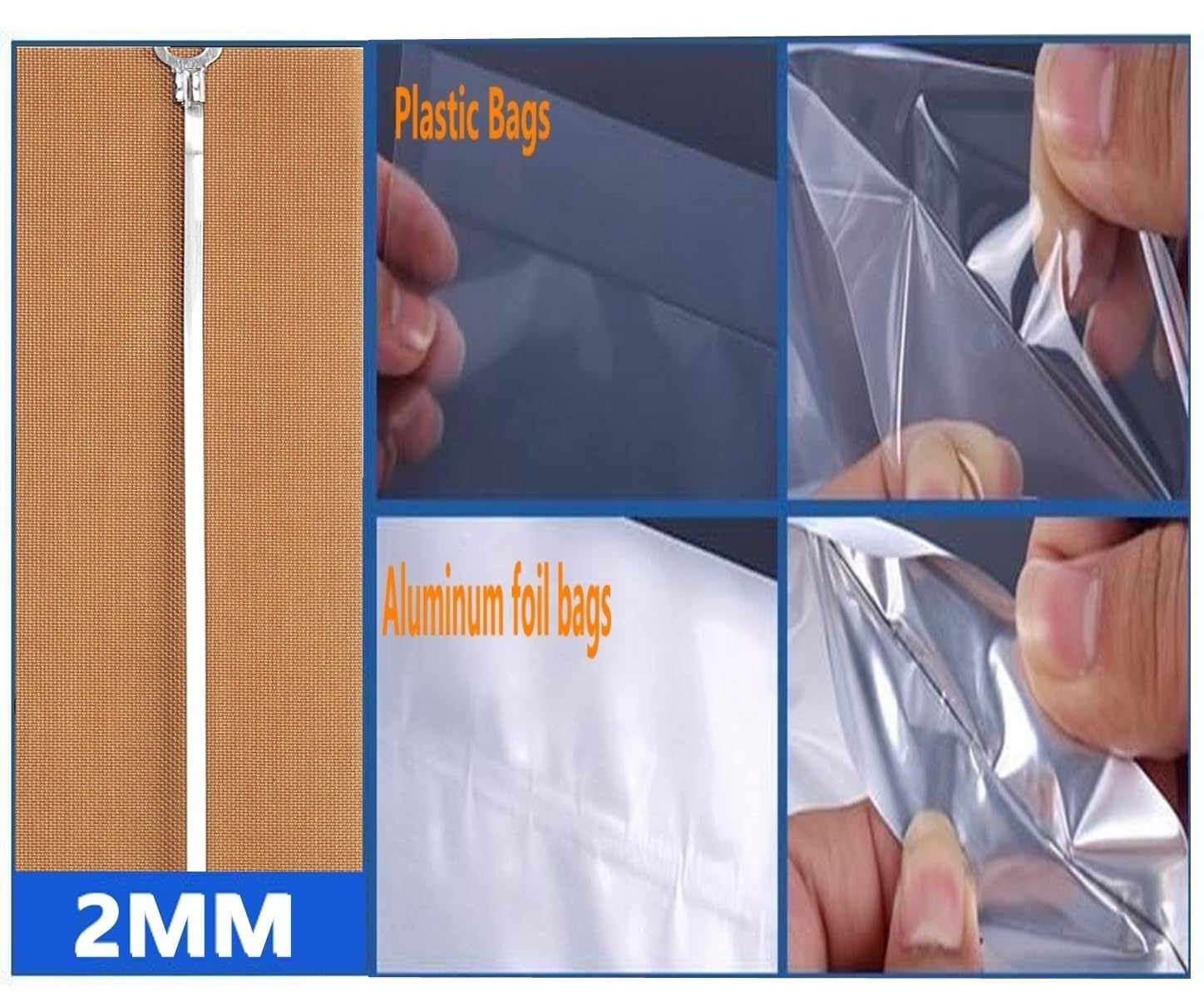12 Inch Impulse Heat Sealer Machine for Plastic Bags - PE/PP Bag Sealing Tool with Replacement Kit (Beige) | Perfect for Food Packaging, Retail Stores & Warehouse Sealing Operations