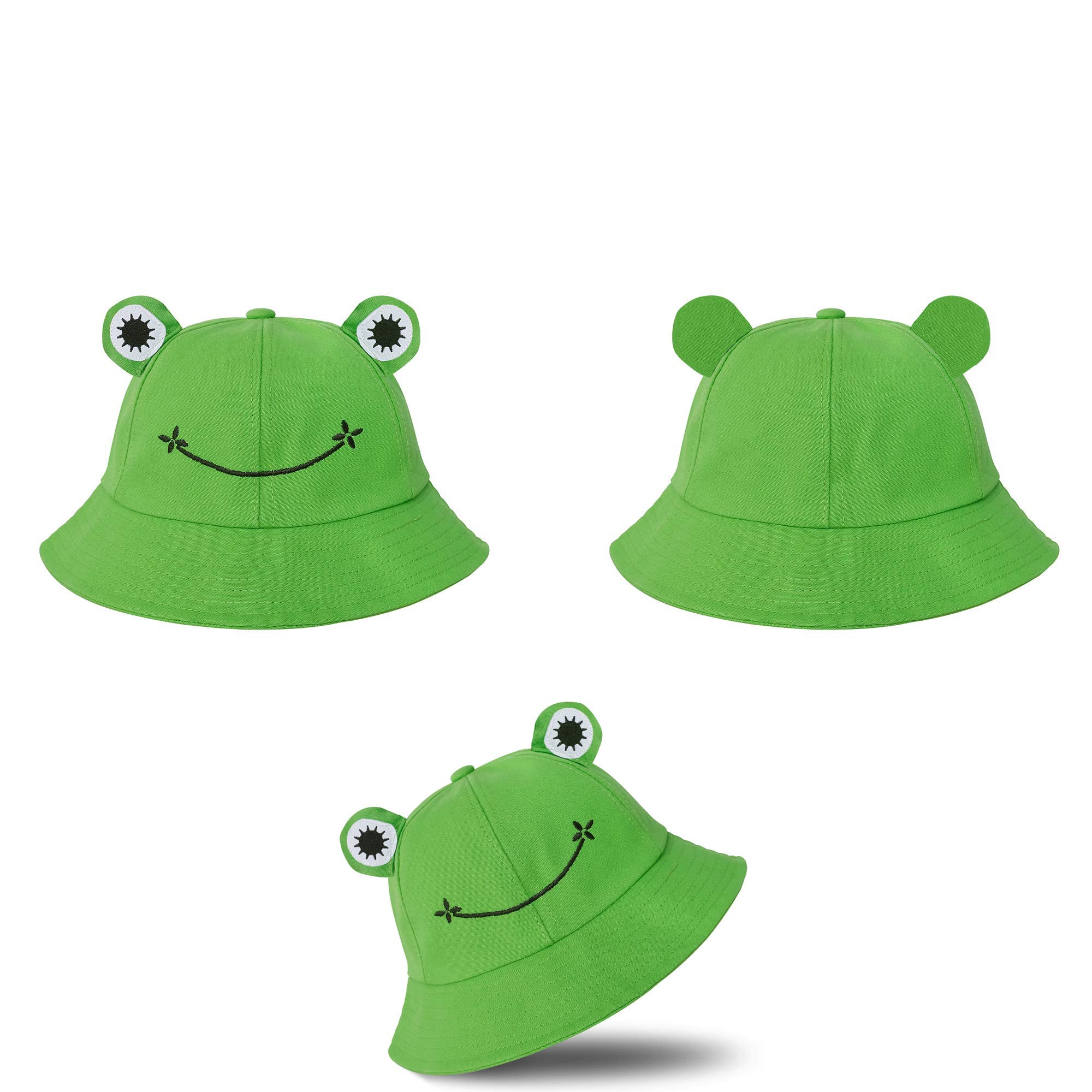 LELEBEAR Cute Frog Bucket Hat for Adults & Teens - Cotton Funny Fisherman Hat for Men & Women | Summer Outdoor Beach Party Festival Accessory