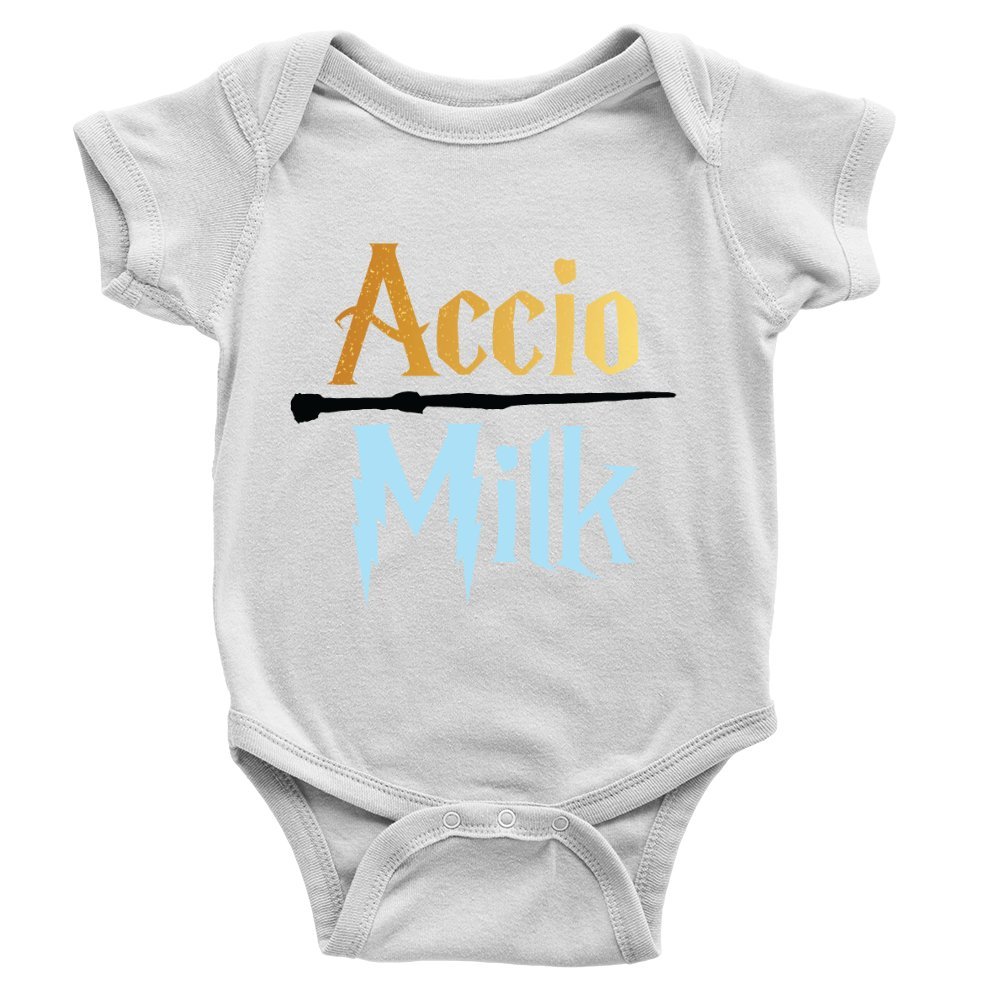YCICIVDee Accio Milk Newborn Baby Bodysuits - Soft Cotton Short Sleeve Onesies for 0-24 Months (White) - Perfect Newborn Gift & Everyday Wear for Infants