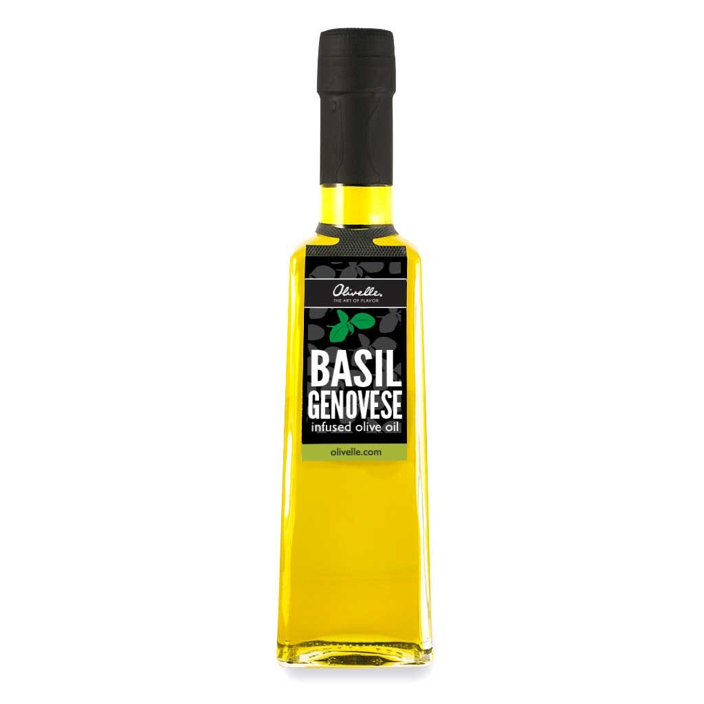 Organic Basil Genovese Infused Olive Oil - Cold Pressed Extra Virgin, Italian Herb Flavored Cooking Oil for Pasta, Salad Dressing & Gourmet Recipes - Perfect for Mediterranean Cuisine & Homemade Gifts