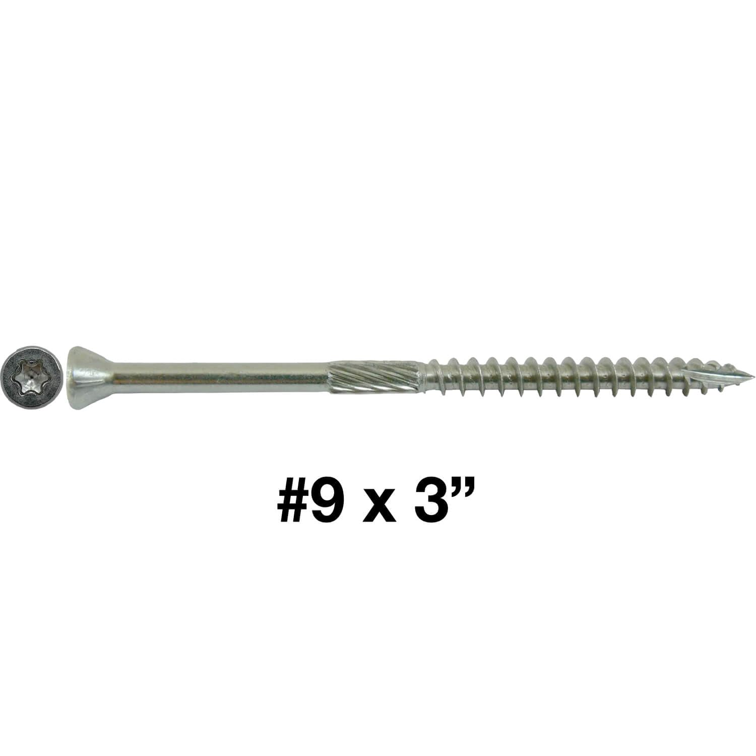 Premium 305 Stainless Steel Trim Head Star Drive Wood Screws - 9 x 3 Inch, Silver (5 lbs Pack of 465 Screws) for Outdoor Furniture, Decking & Marine Applications
