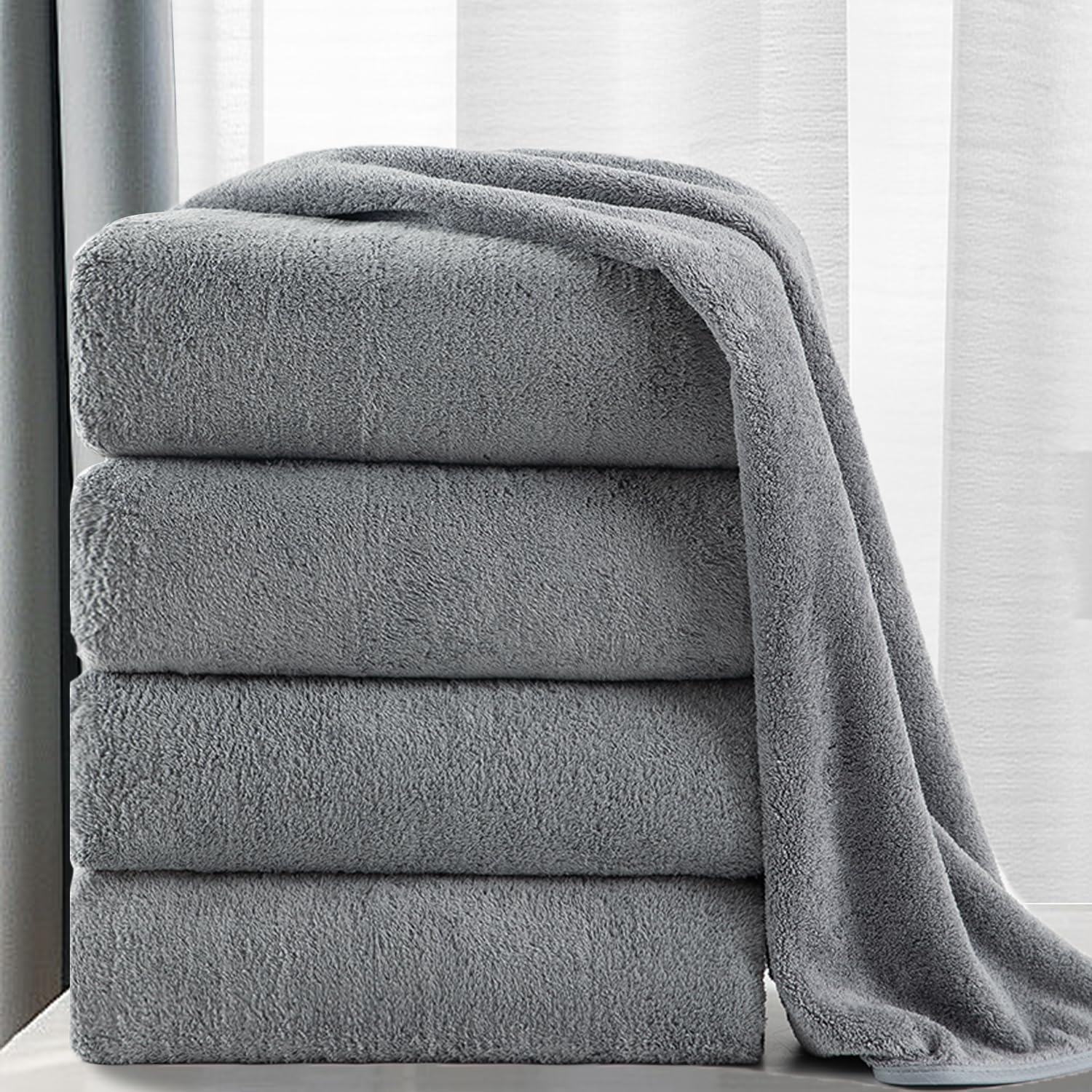 MINCHI 4-Piece Oversized Bath Towels Set - Ultra Soft & Highly Absorbent 600 GSM Bath Sheets (35