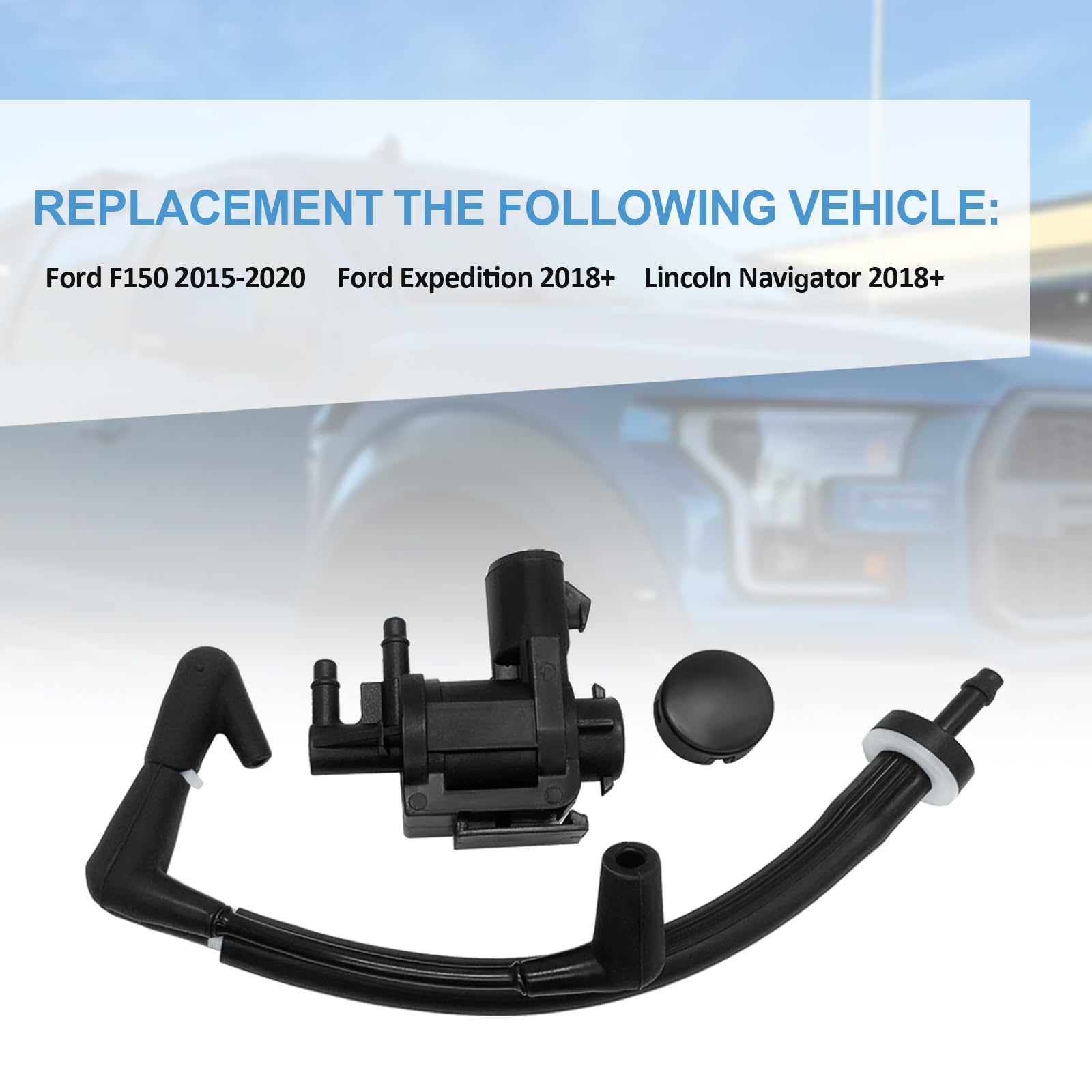 **7L1Z-9H465-B 4X4 4WD Vacuum Solenoid Valve FL3Z-3A788-B Check Valve Vacuum Hose - Compatible with Ford F150, Expedition, Lincoln Navigator - Replaces 926-390, FL34-7A788-AD - Perfect for Auto Hub Lock & Vacuum Line Tube Repairs**