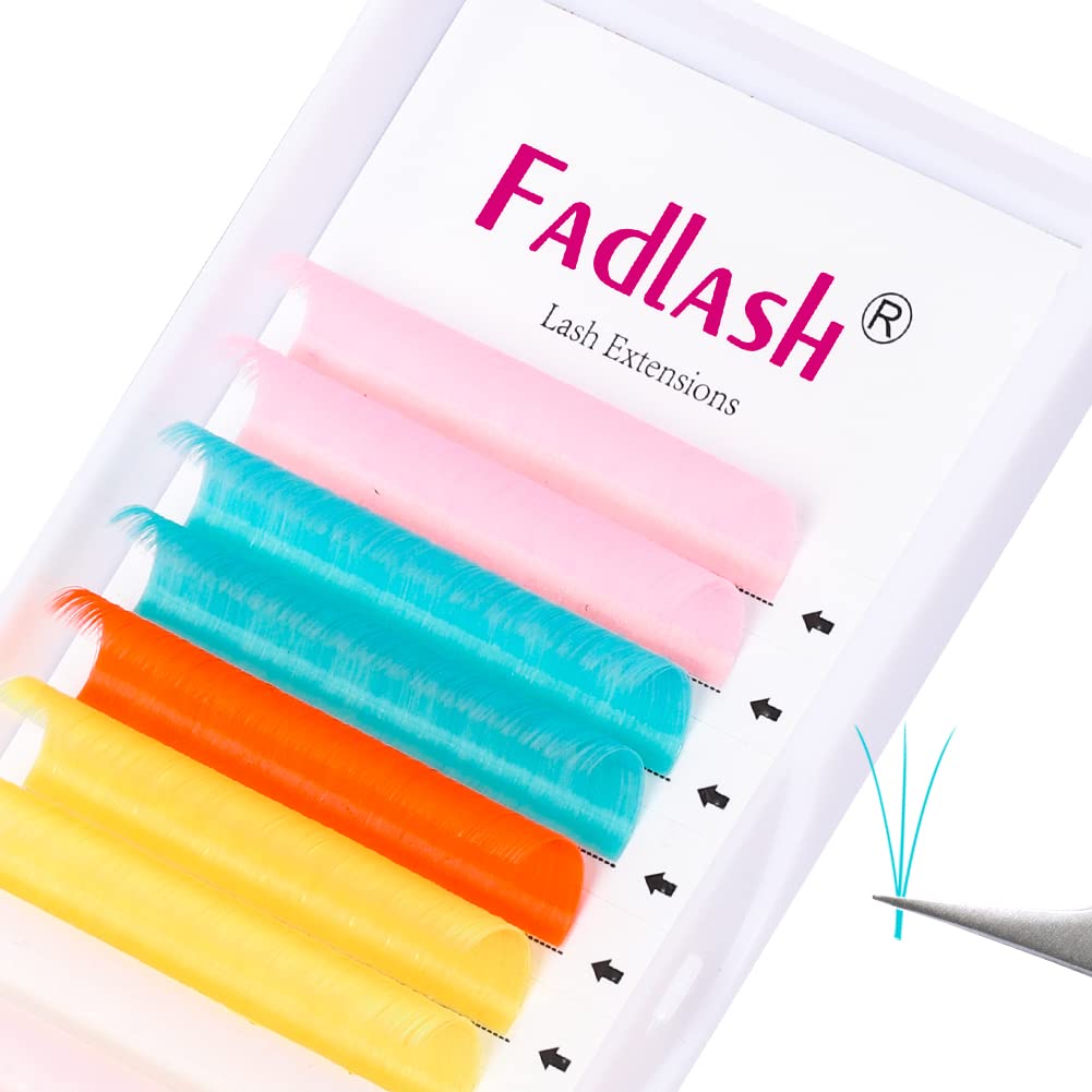 Neon Colored Volume Lashes - 8 Colors, 0.07D, 14mm for UV Glow & Party Makeup