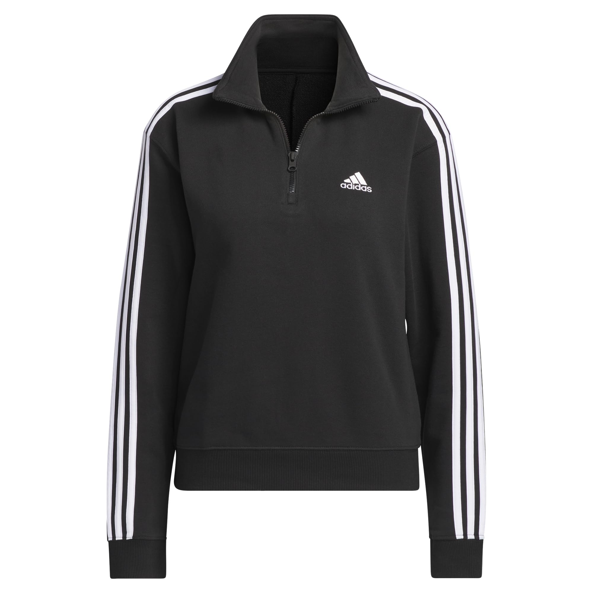 adidas Women's Essentials 3-Stripes Quarter-Zip Sweatshirt | Athletic Pullover for Running, Yoga & Casual Wear | Lightweight Fleece Jacket for Gym & Outdoor Activities