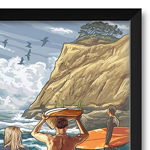 Professionally Framed Surf Pacific Northwest Art Print - Oregon & Washington Coastal Scene by Artist Paul A. Lanquist - 26x38 Inch Wall Decor - Perfect for Beach House, Living Room or Office